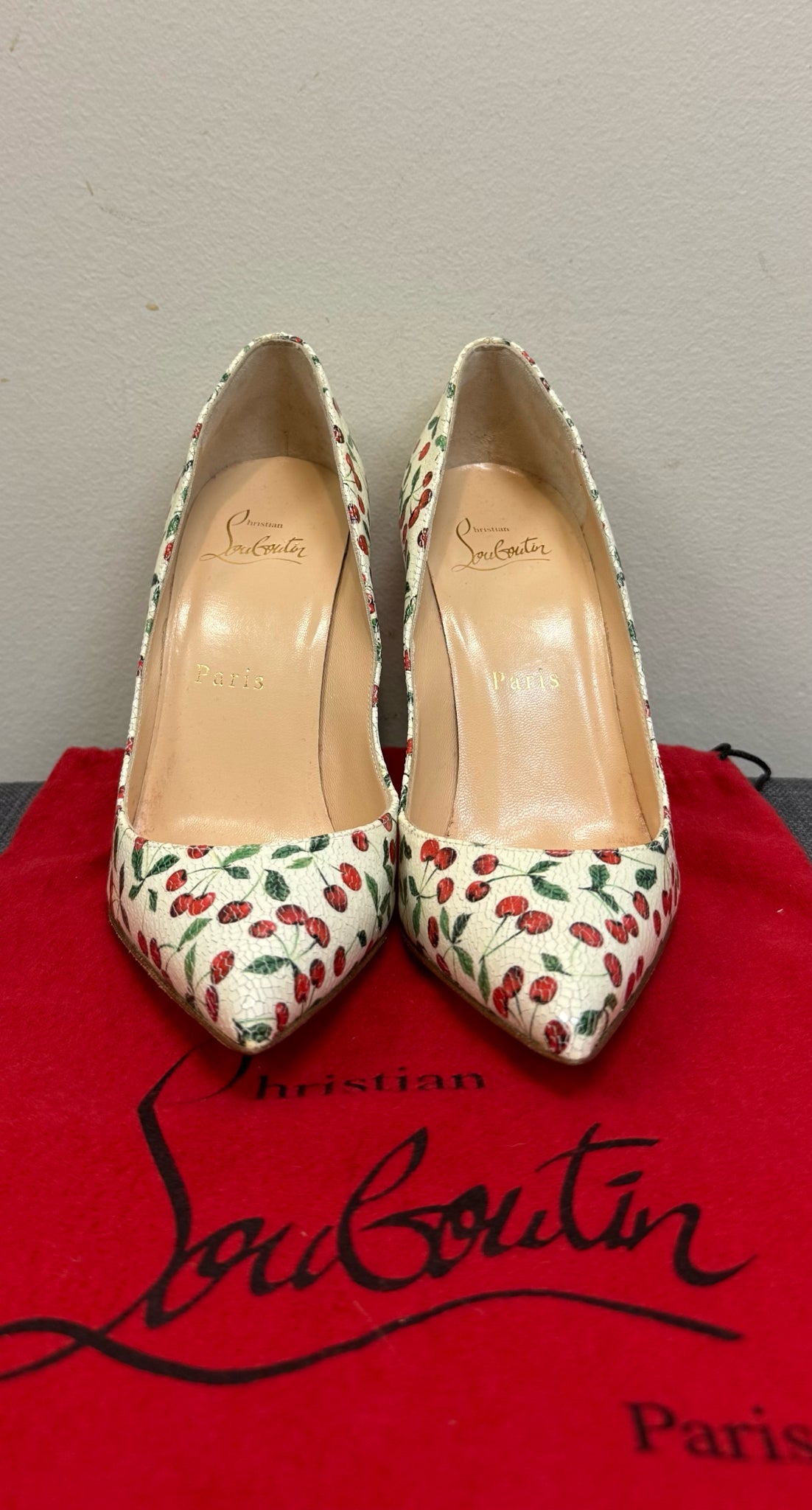 5 Christian Louboutin CREAM PRINT SHOES