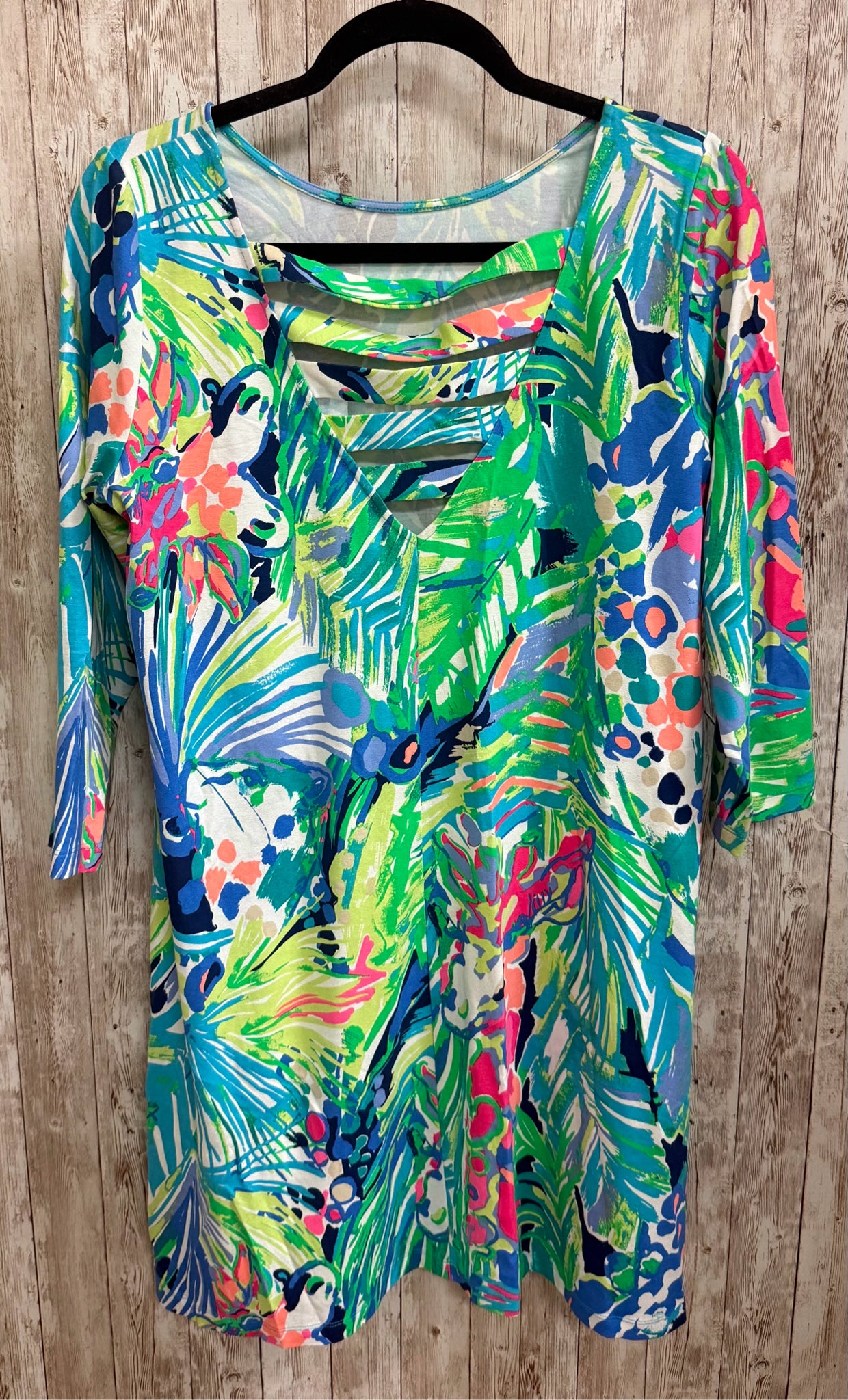 Size L LILLY PULITZER BLUE AND LIME GREEN Dress