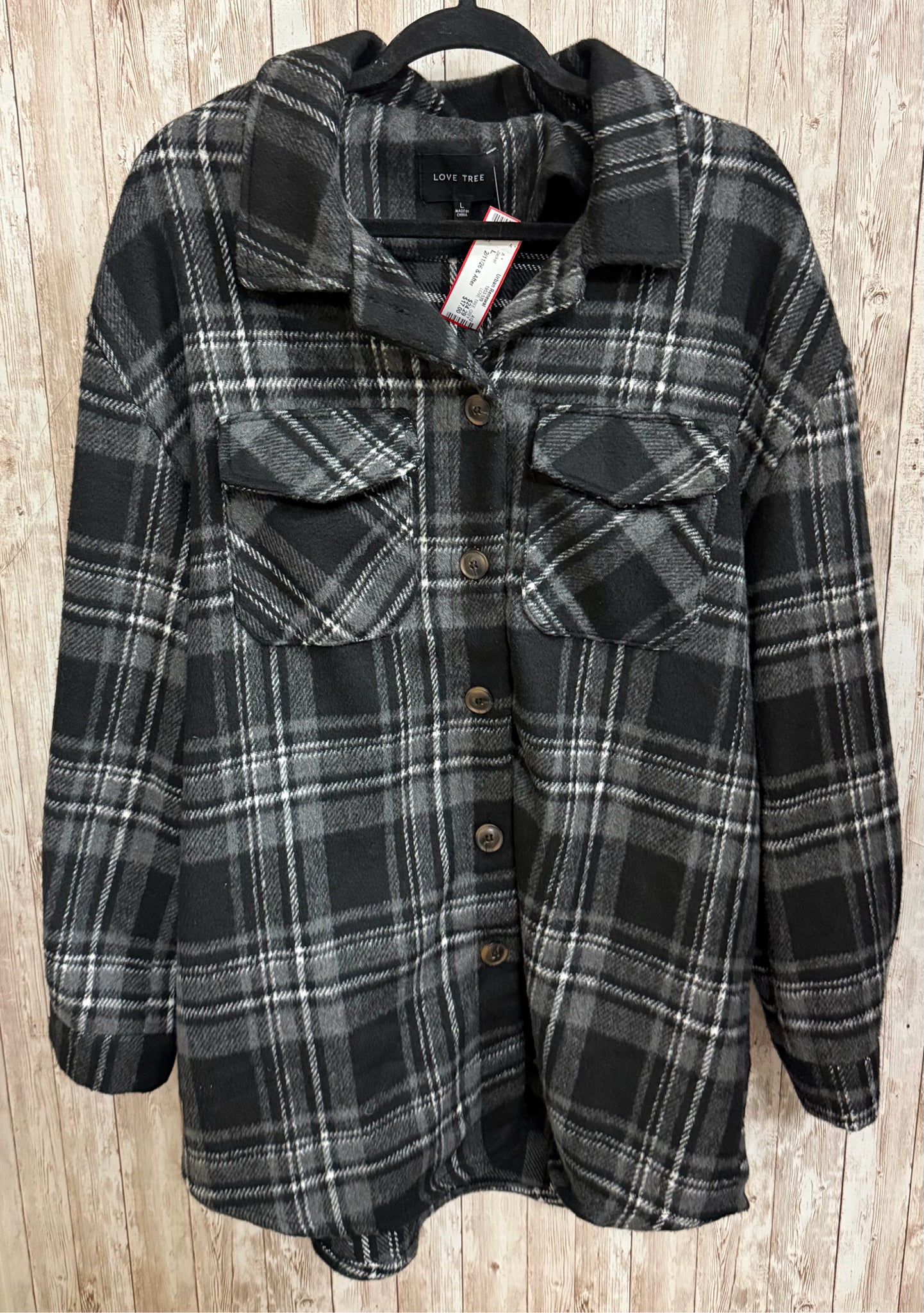 Size L LOVE TREE GREY PLAID Jacket