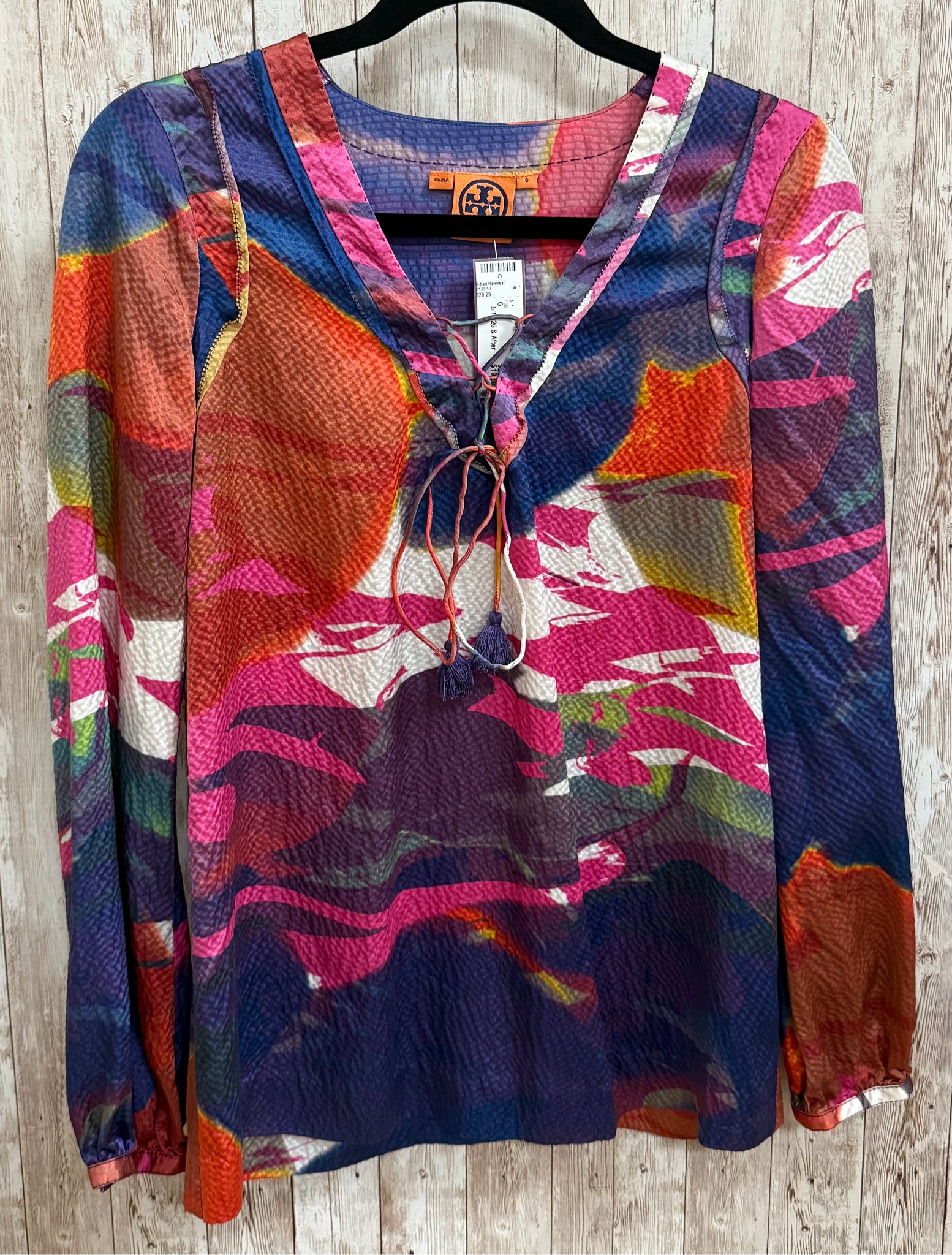 Size 6 TORY BURCH PURPLE AND PINK FLORAL Top