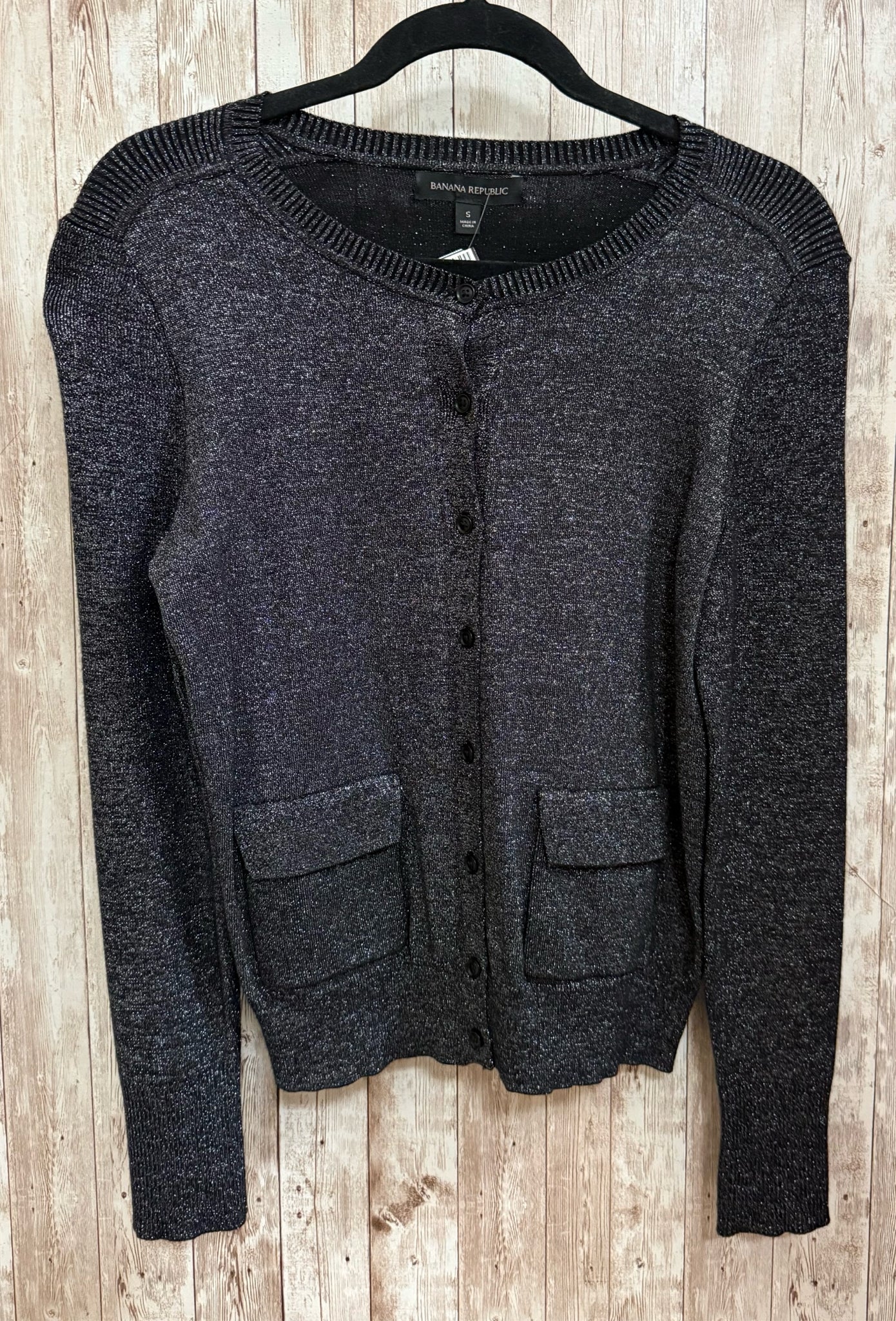 Size S BANANA REPUBLIC Black and Silver Cardigan