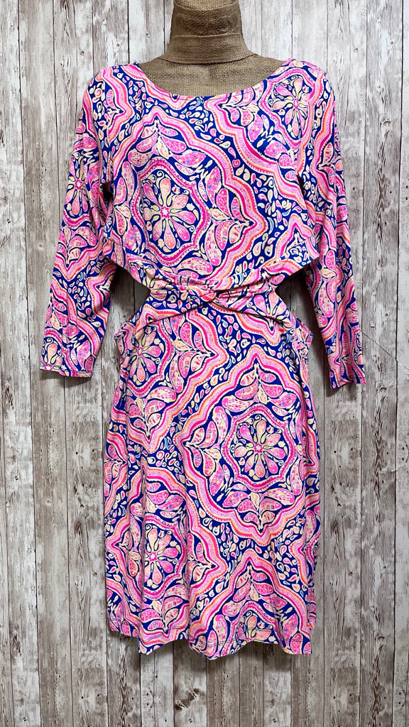 LILLY PULITZER PINK AND BLUE PRINT Size L Dress