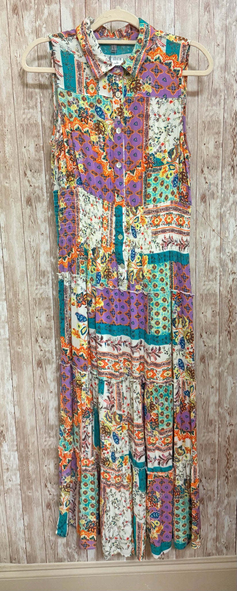 FIGUEROA FLOWERS Size L PURPLE AND GREEN Dress