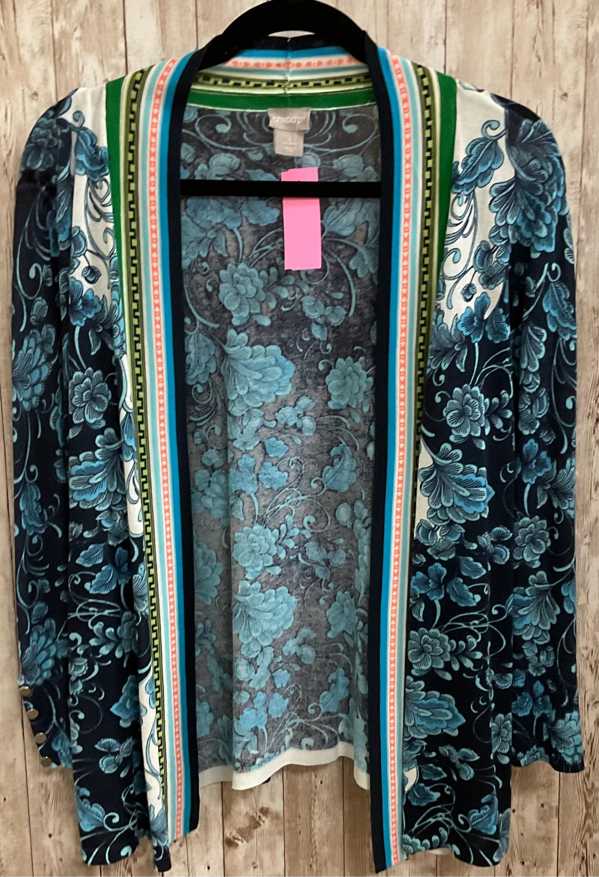 Size 2 CHICO'S navy and cream Cardigan