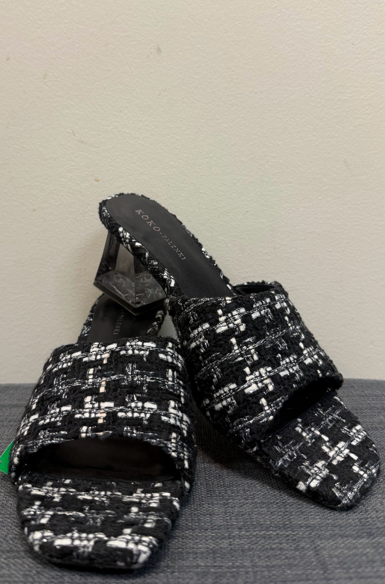 7.5 KOKO BLACK AND WHITE SHOES