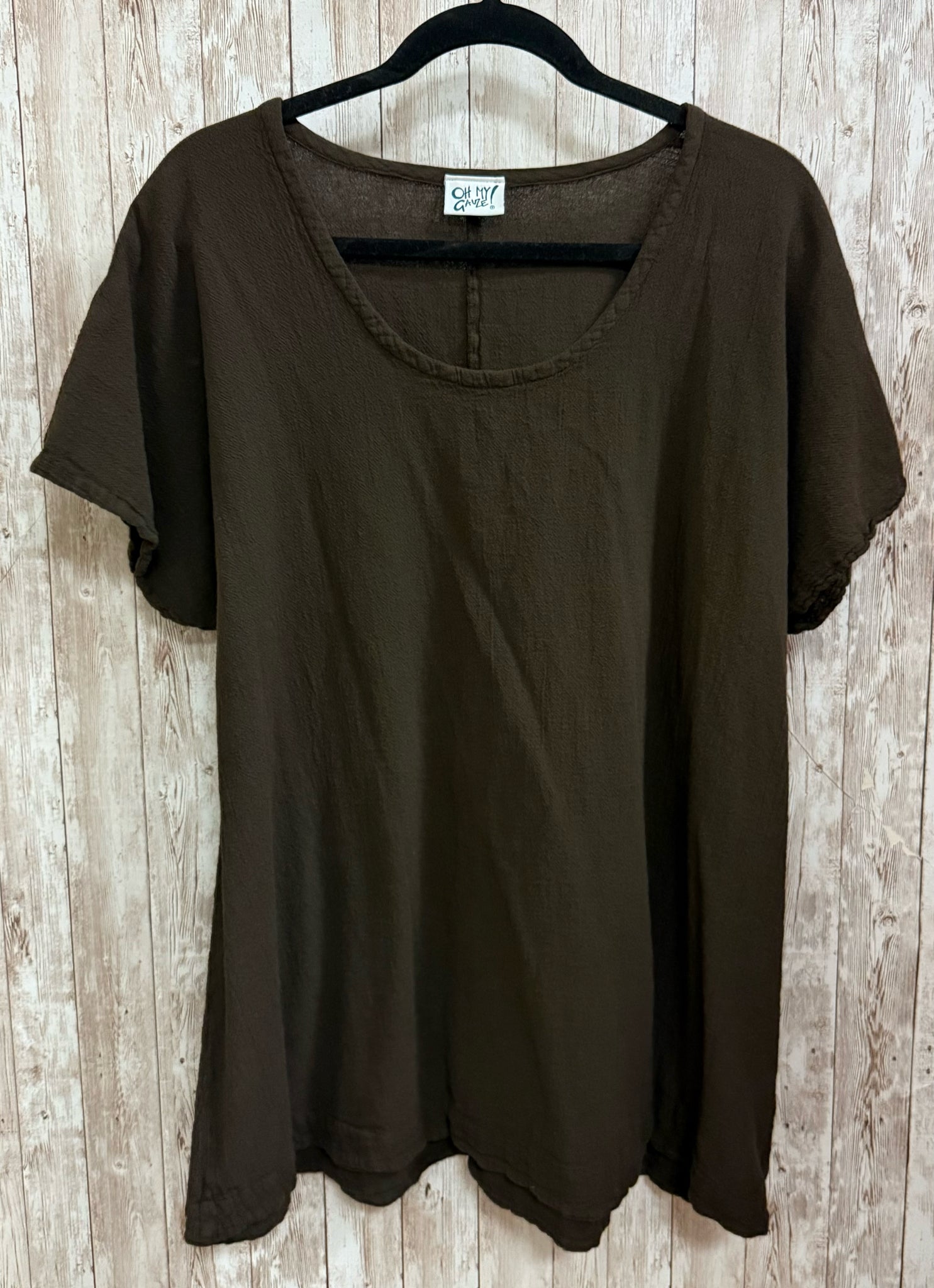 Size M OH MY GAUZE Brown Top