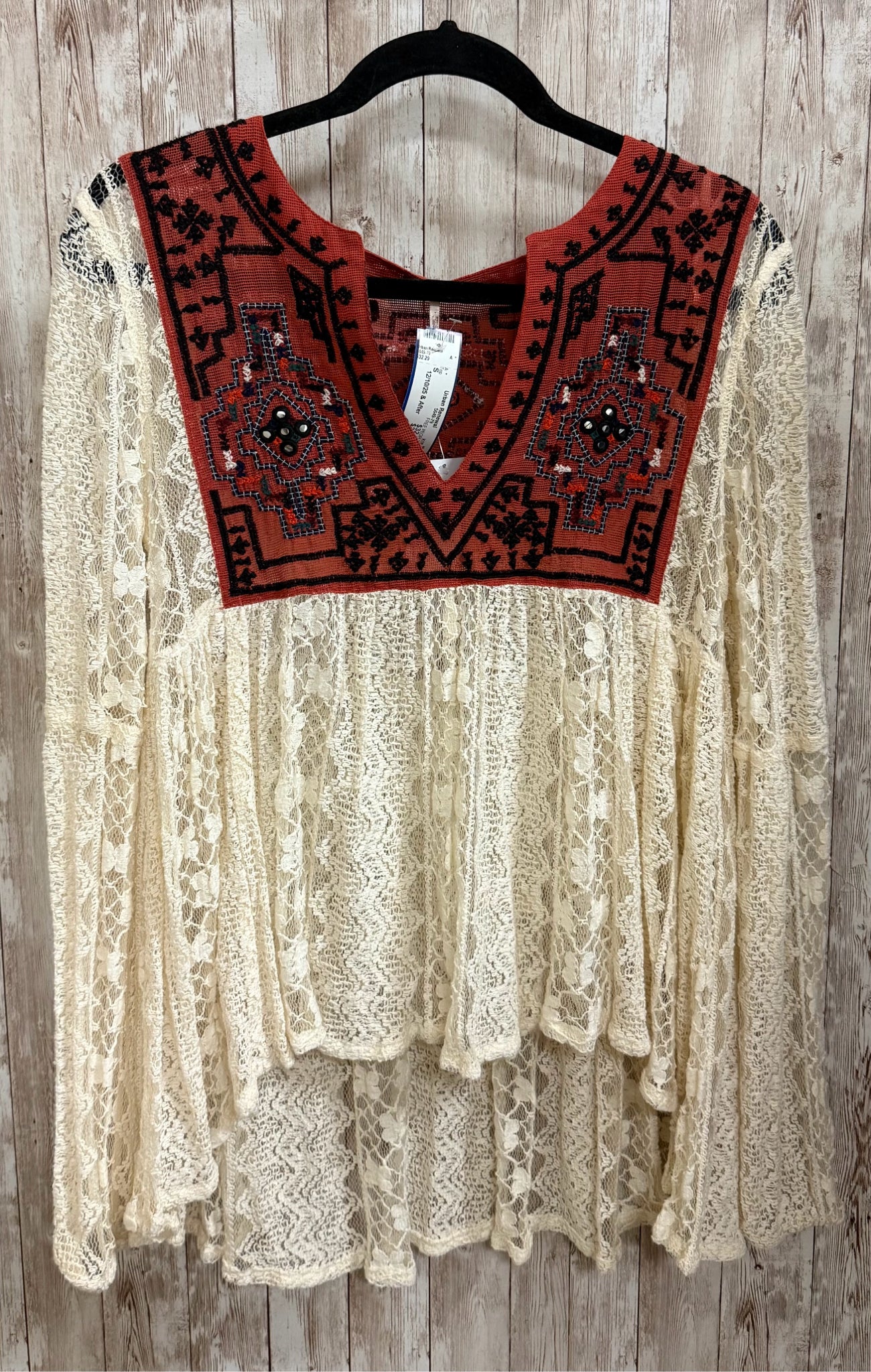 FREE PEOPLE Size S CREAM & RUST Top