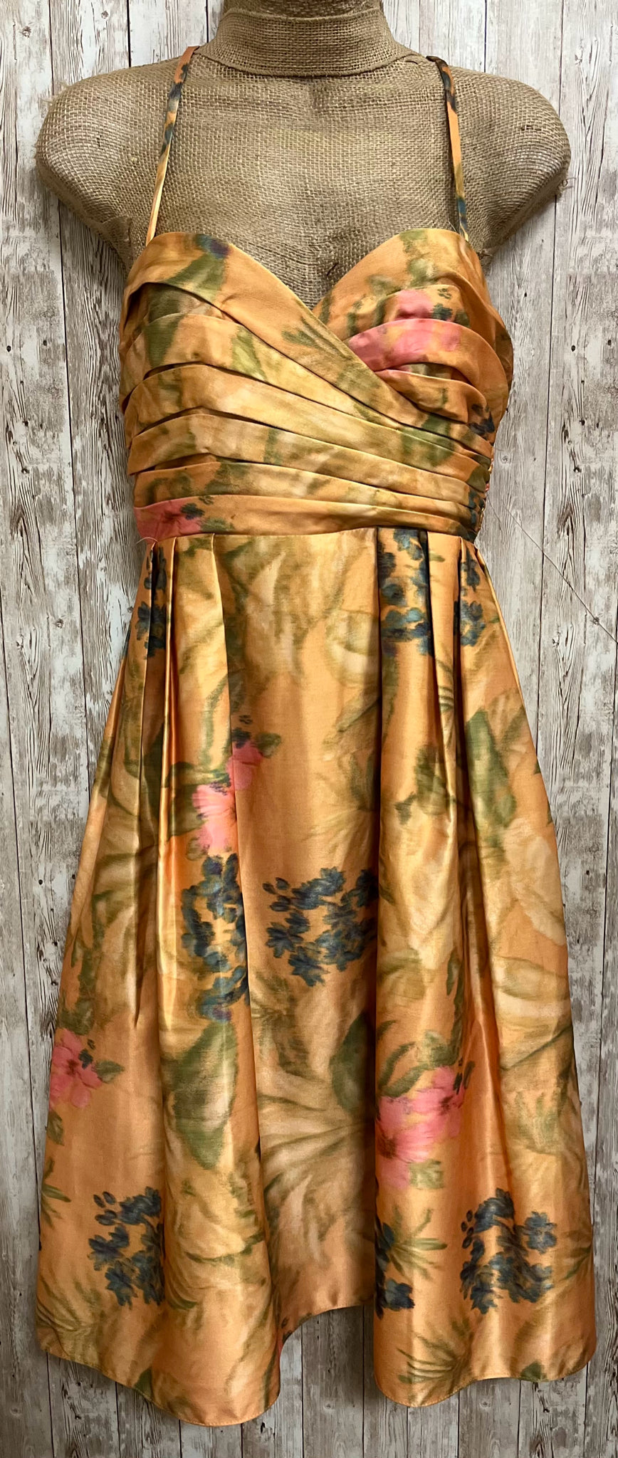 Size 2 JAMES COVIELLO GOLD PRINT Dress
