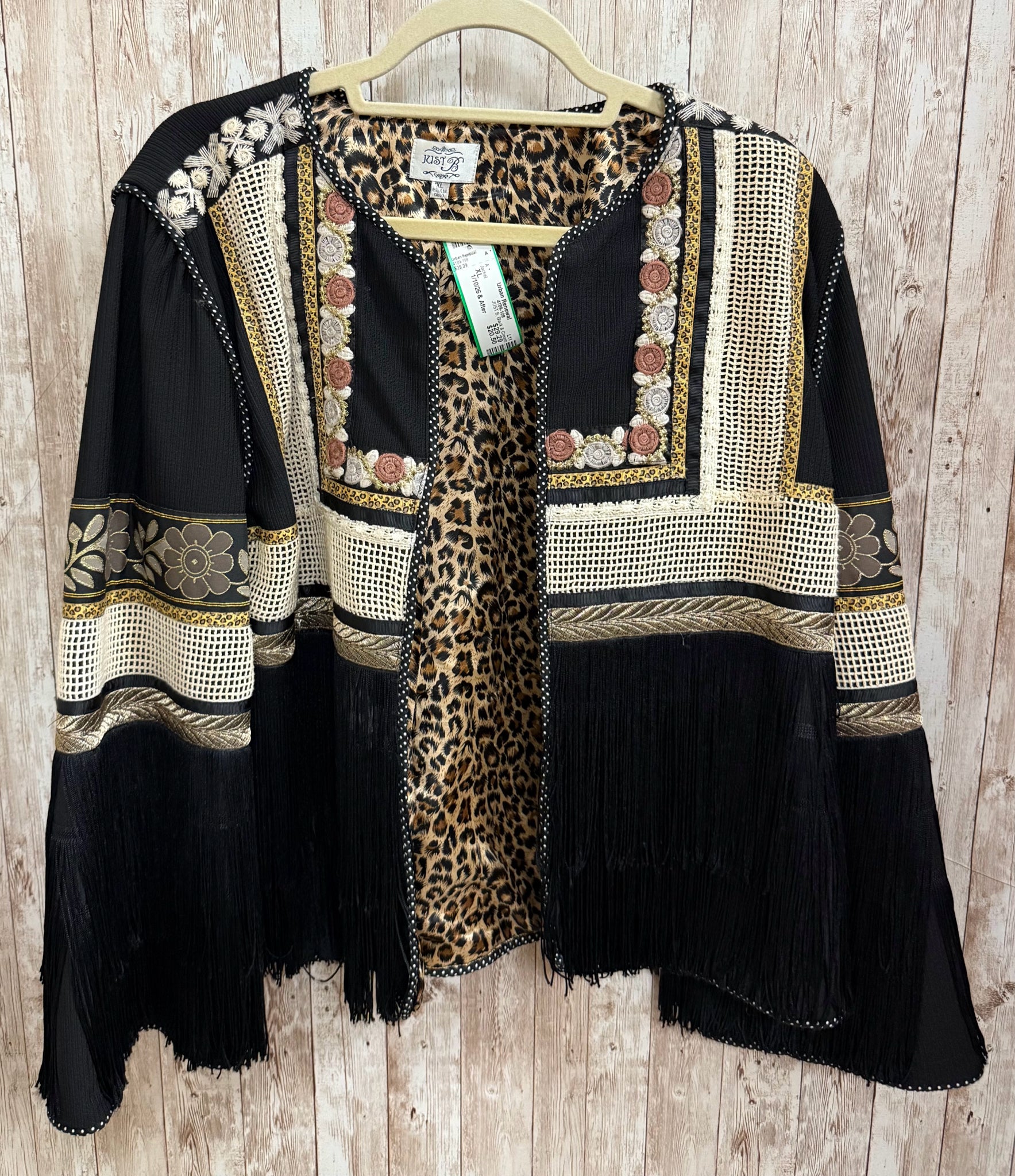 Size XL JUST B Black & Cream Jacket