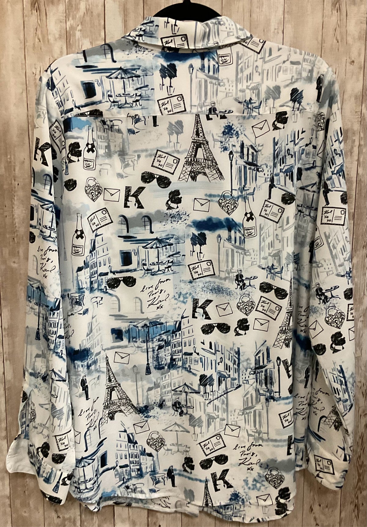 Size M KARL LAGERFELD WHITE AND BLUE PRINT Shirt