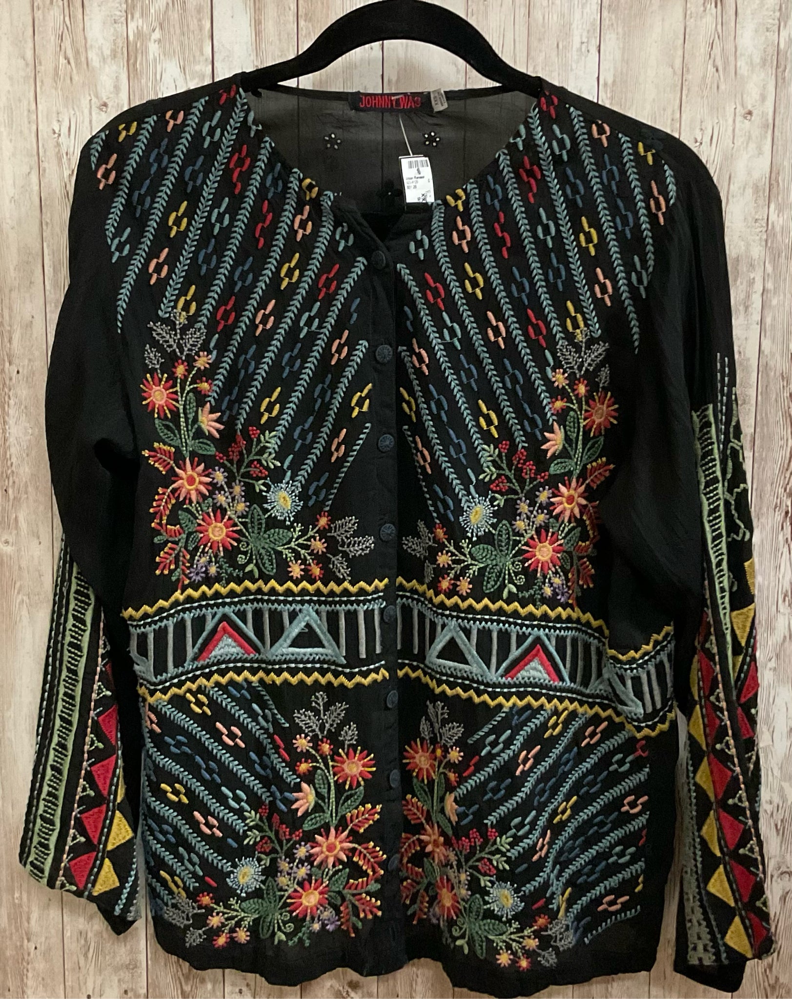 Size XXS JOHNNY WAS Black Print Top
