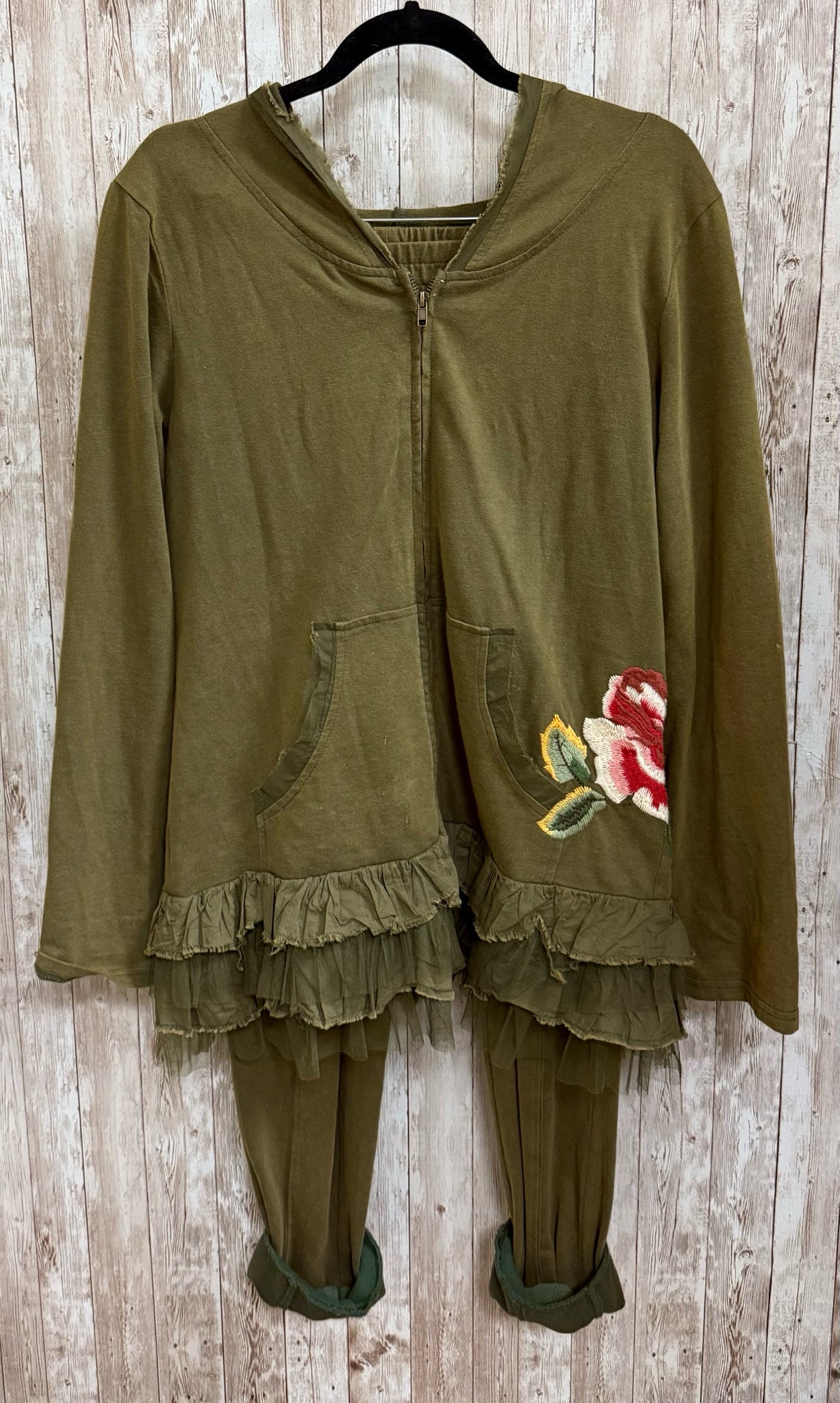 Size S/M JADED GYPSY Olive 2 PC PANT SET