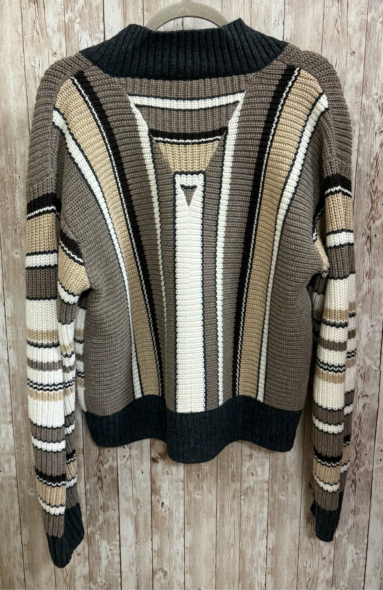 Size L CABI TAUPE STRIPE Cardigan