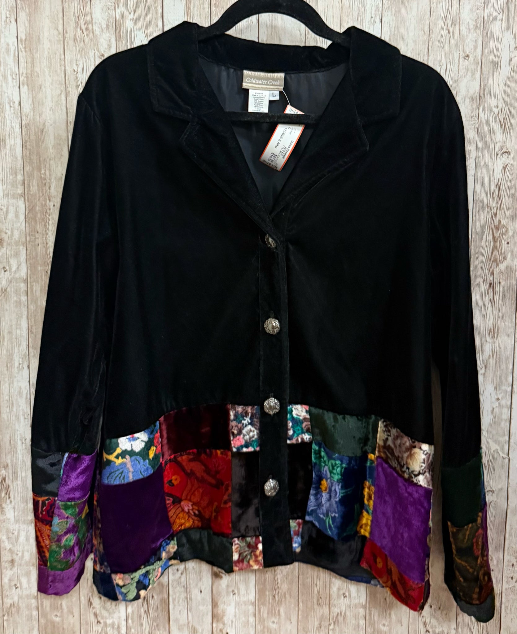 Size L COLDWATER CREEK Black Velvet Jacket