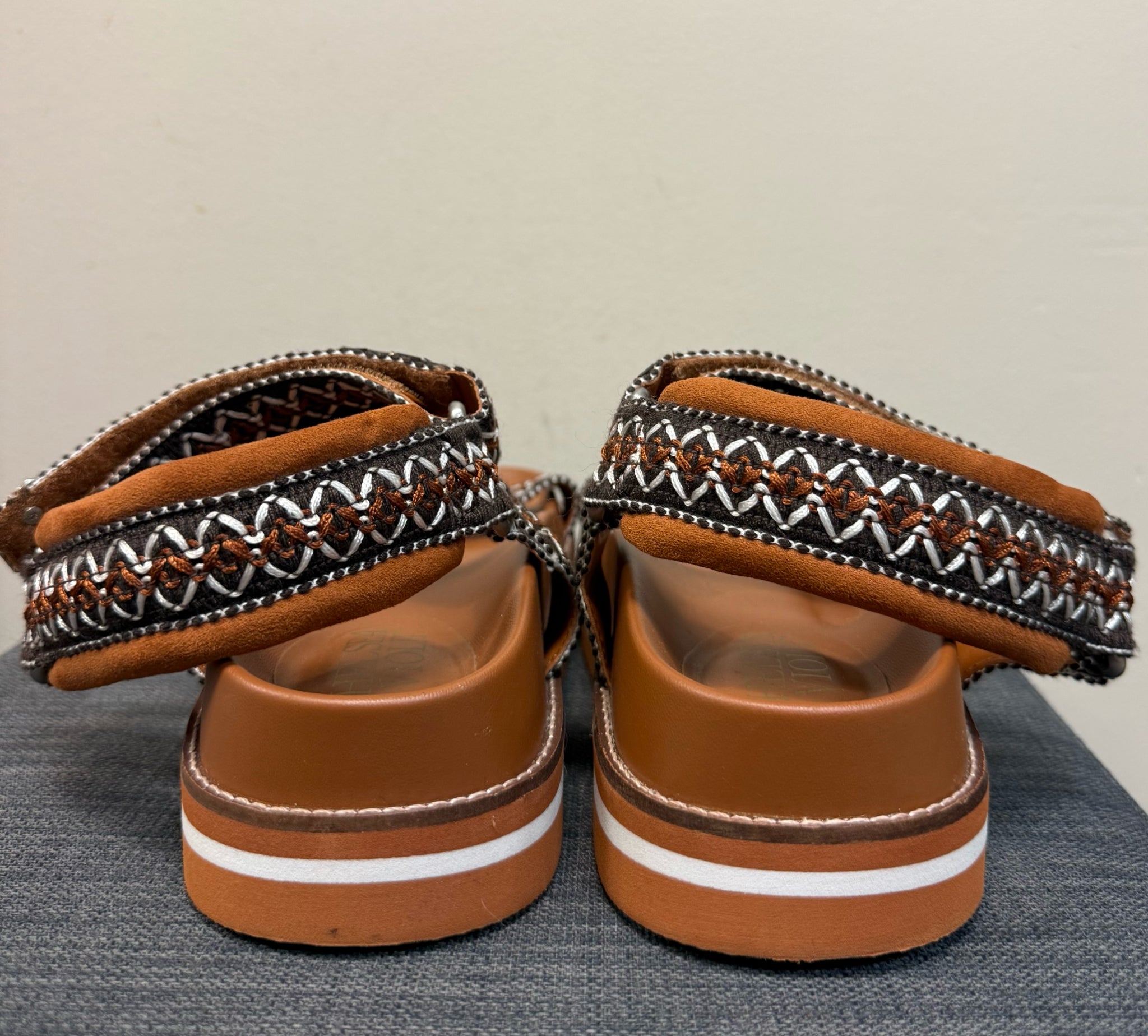 9.5 CHELSEA&VIOLET BROWN AND BLACK Sandals