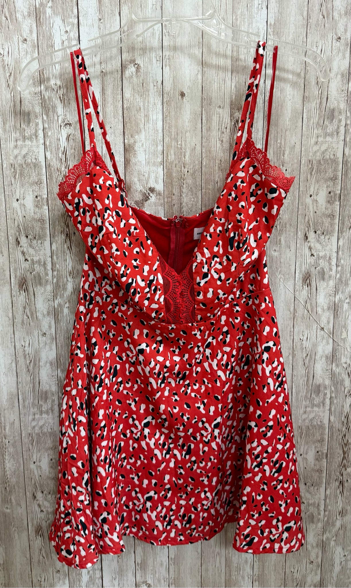 Size S SUPERDOWN Red Print Dress