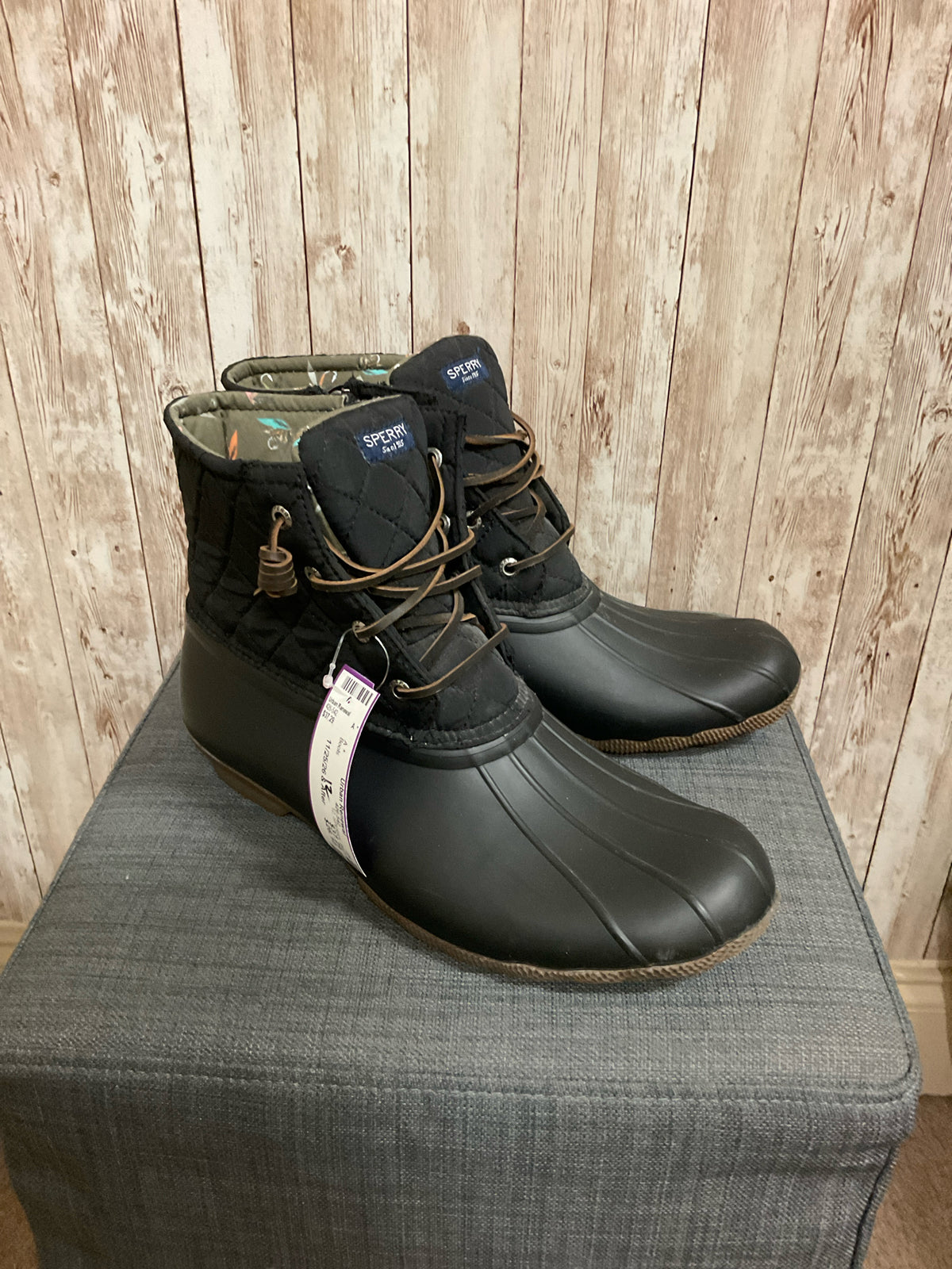 12 SPERRY Black Boots