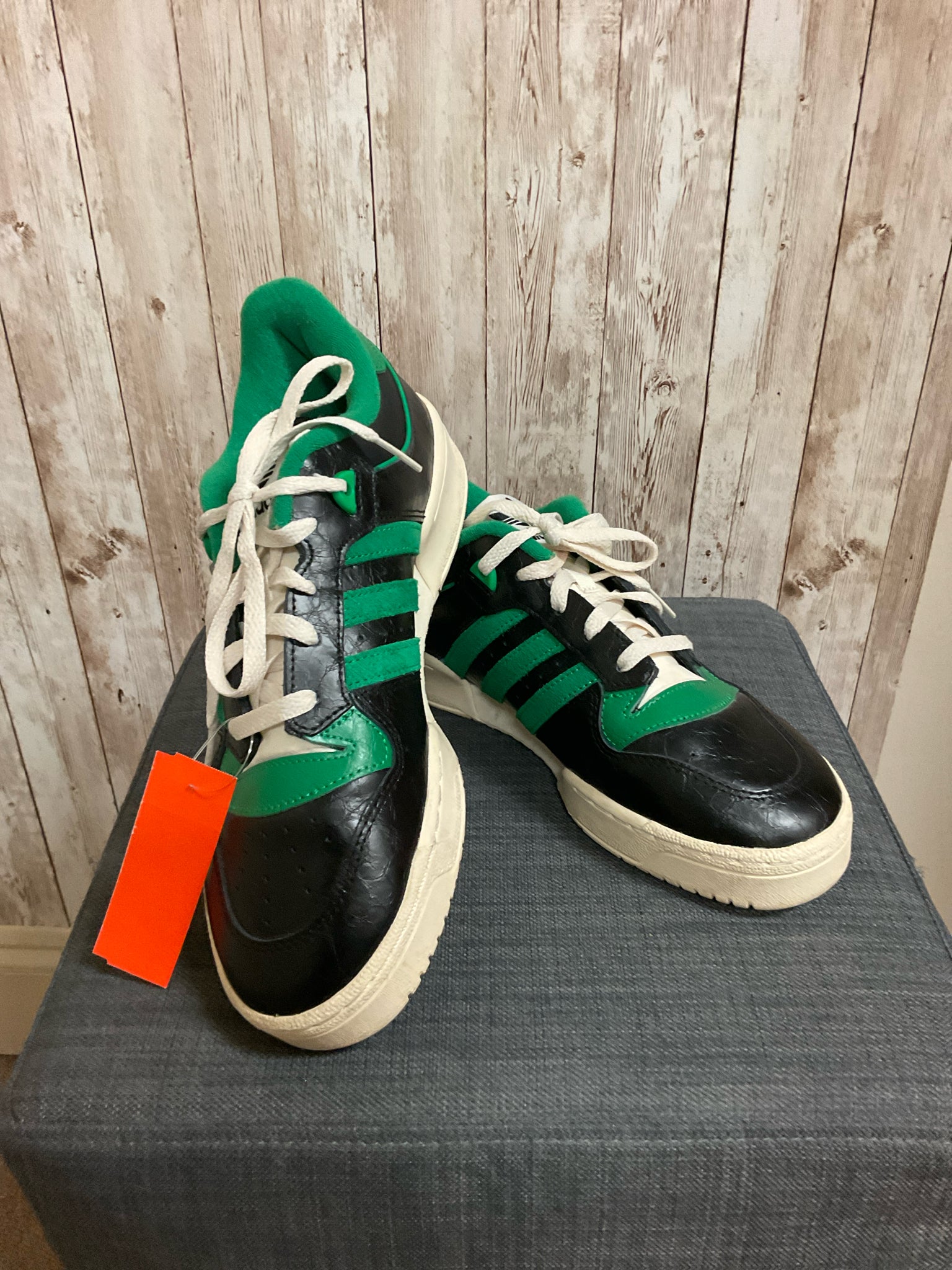 8 ADIDAS GREEN AND BLACK SHOES