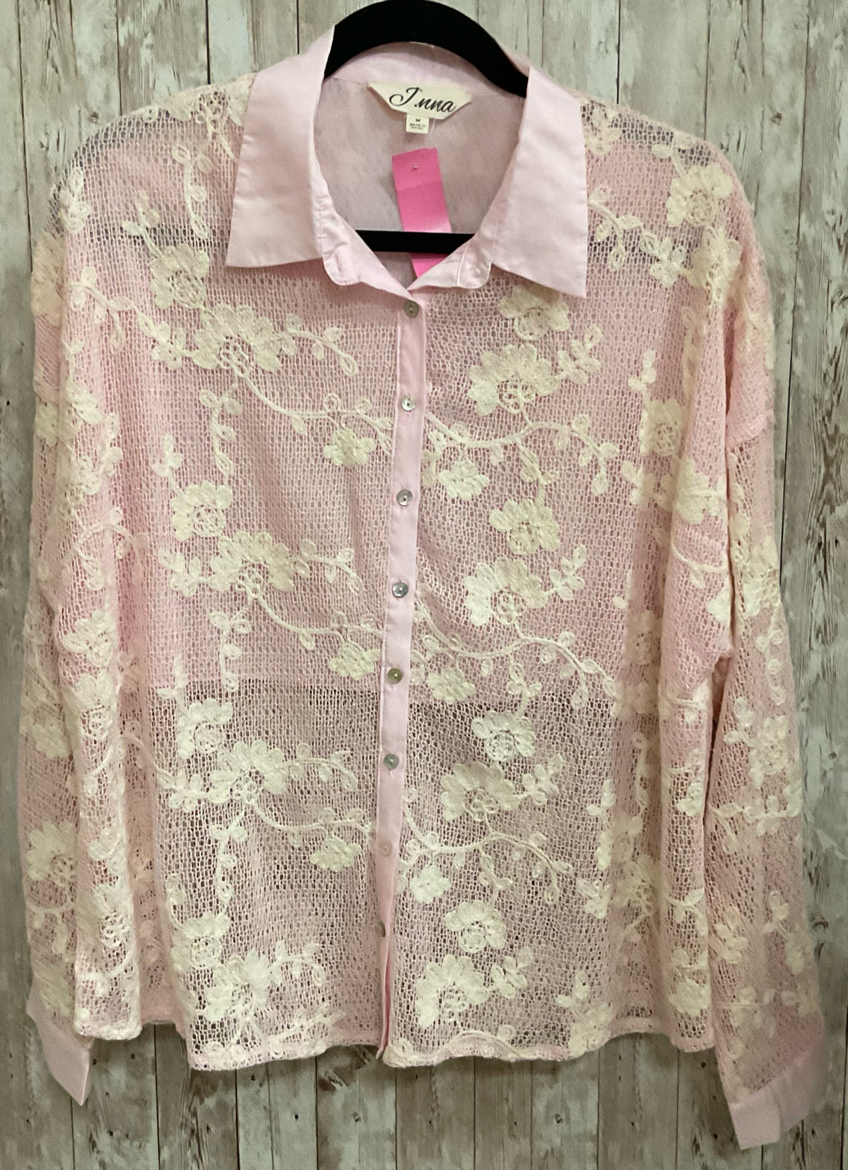 Size M J.NNA PINK AND CREAM FLORAL Top