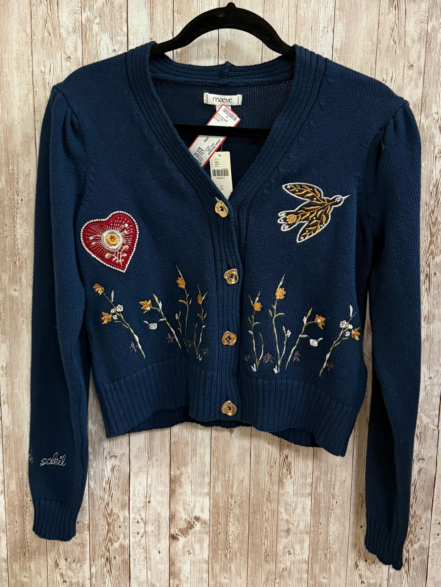 Size XS MAEVE Navy Print Cardigan