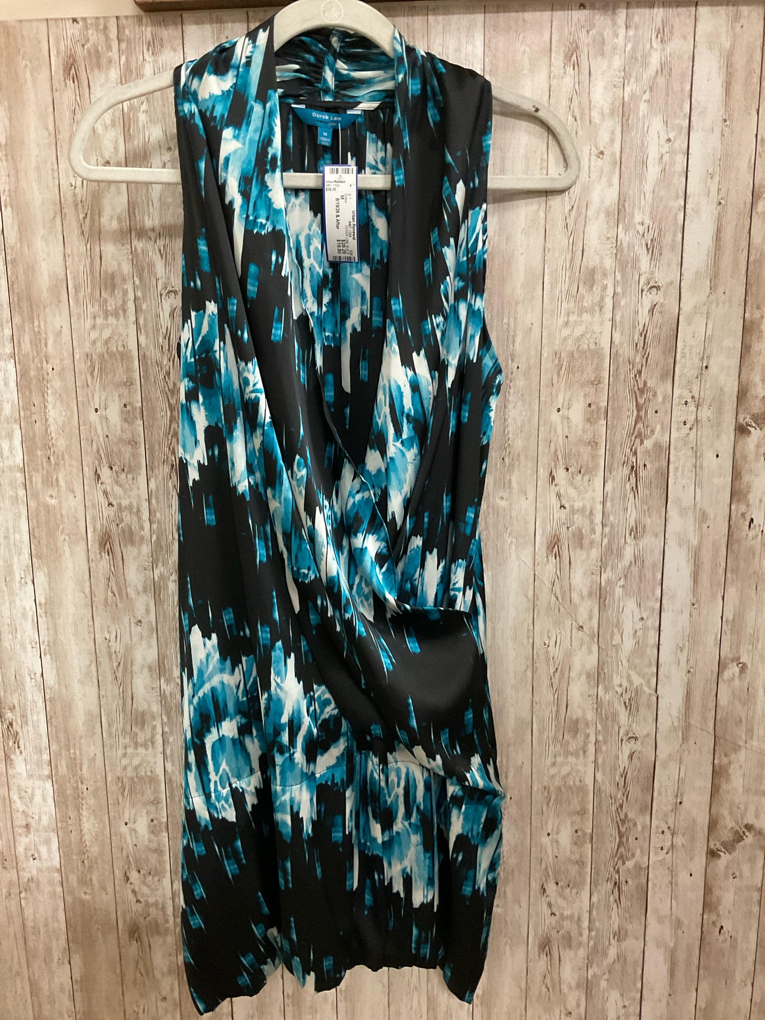 Size M DEREK LAM BLACK AND BLUE PRINT Dress