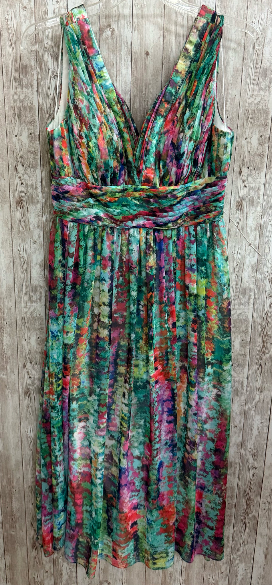 Size 6 AIDAN MATTOX GREEN MULTI Dress