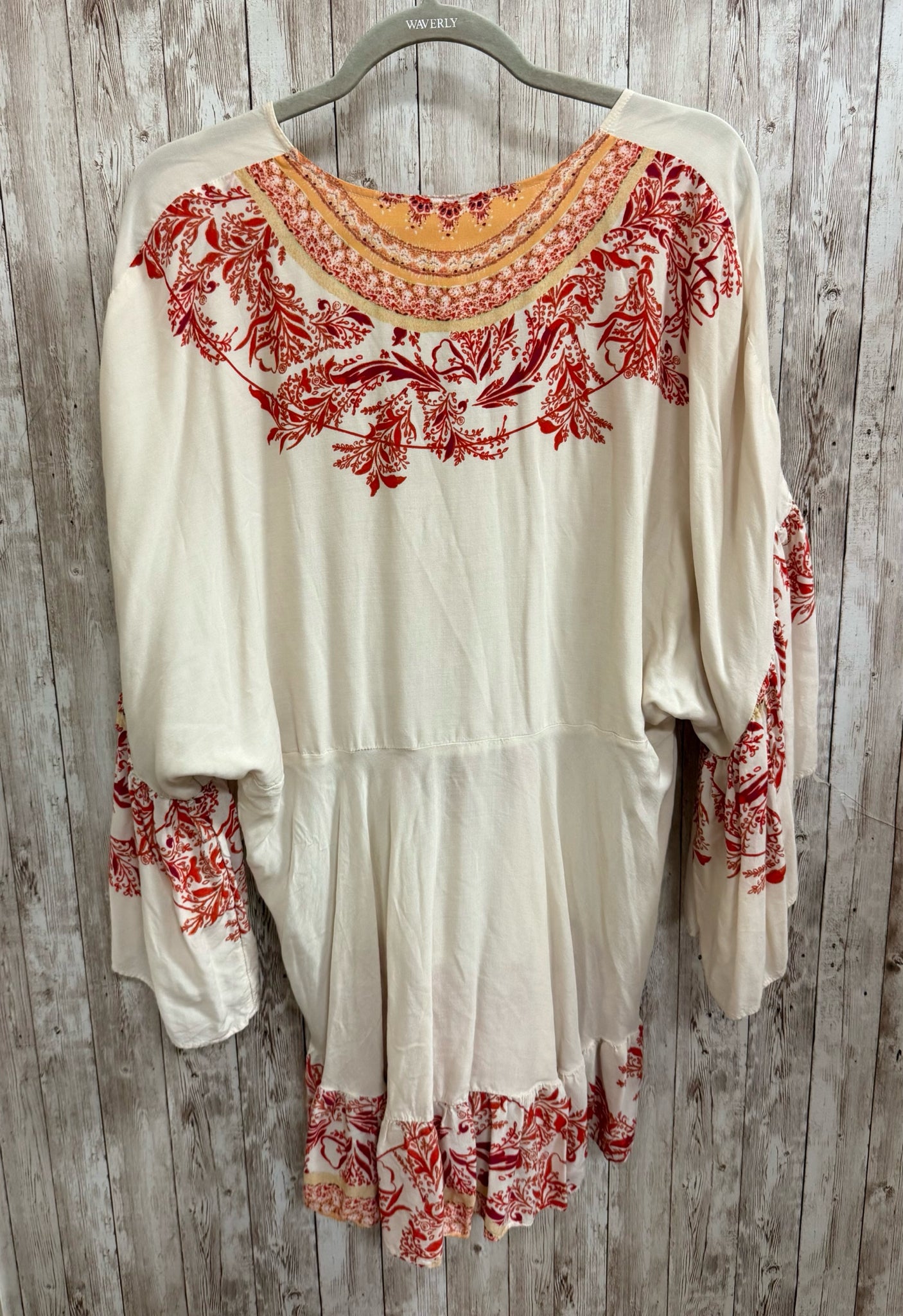 FREE PEOPLE CREAM AND RED PRINT Women Size L Tunic