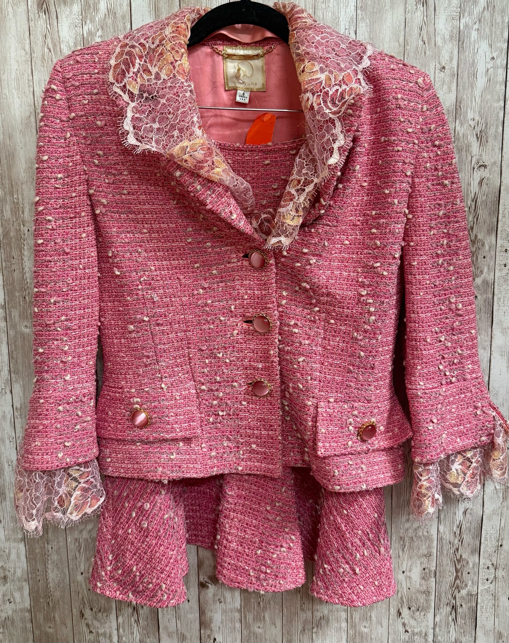 Size 6 ST JOHN COUTURE Pink Print 2 PC SET