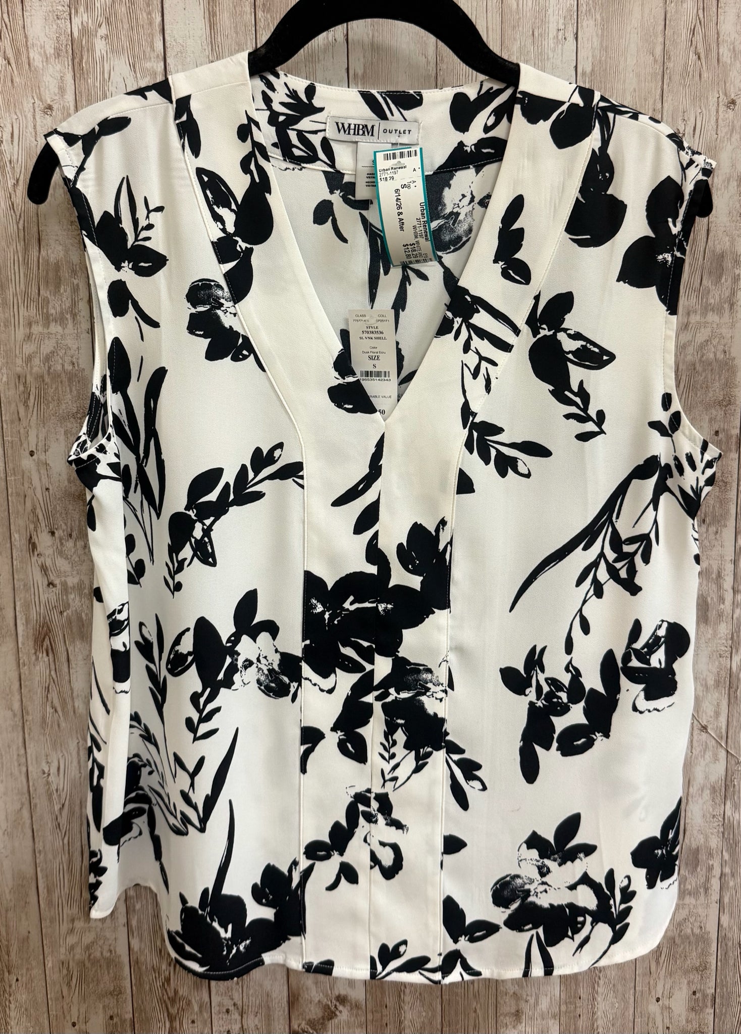Size S WHBM WHITE AND BLACK PRINT Top