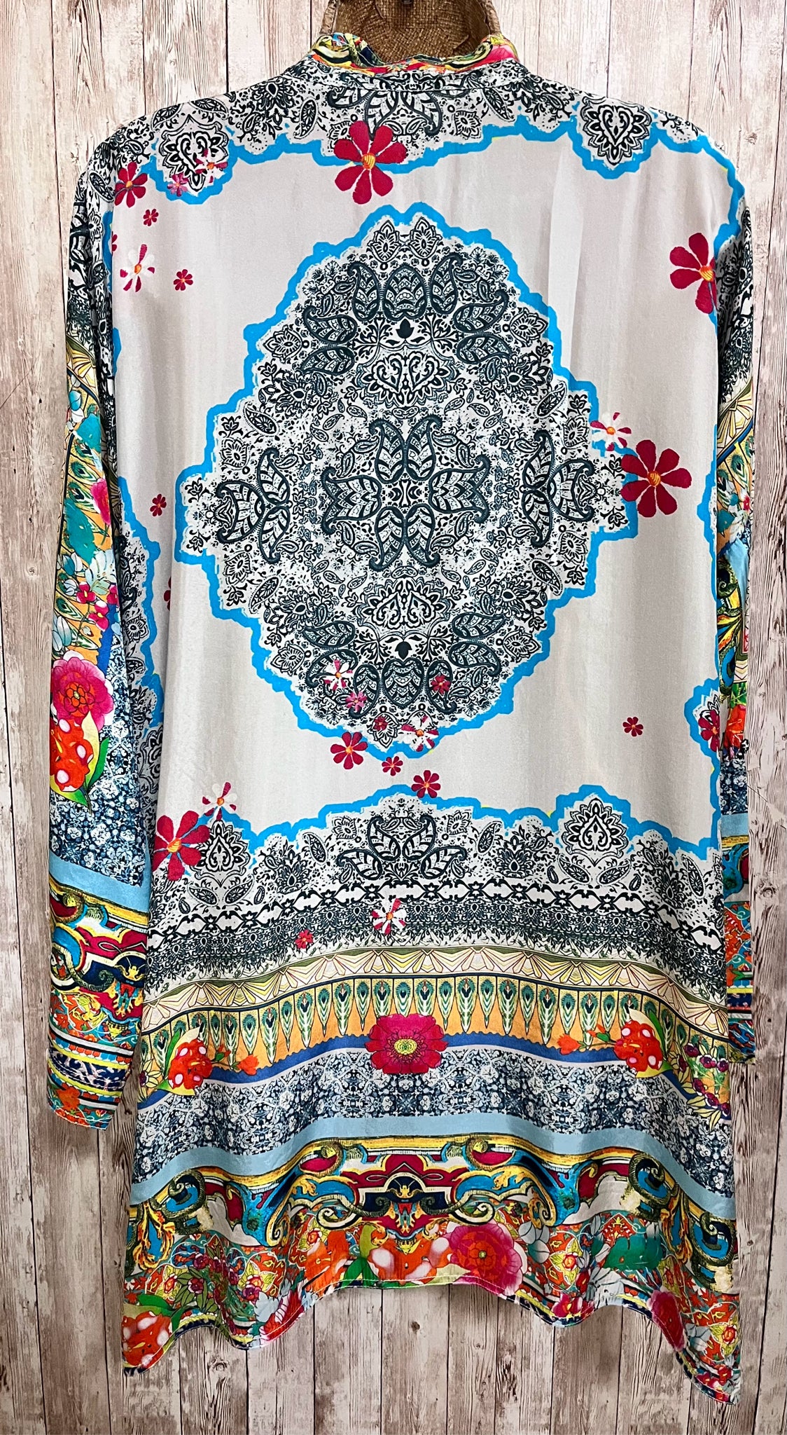 JOHNNY WAS Size S Blue Print Blouse
