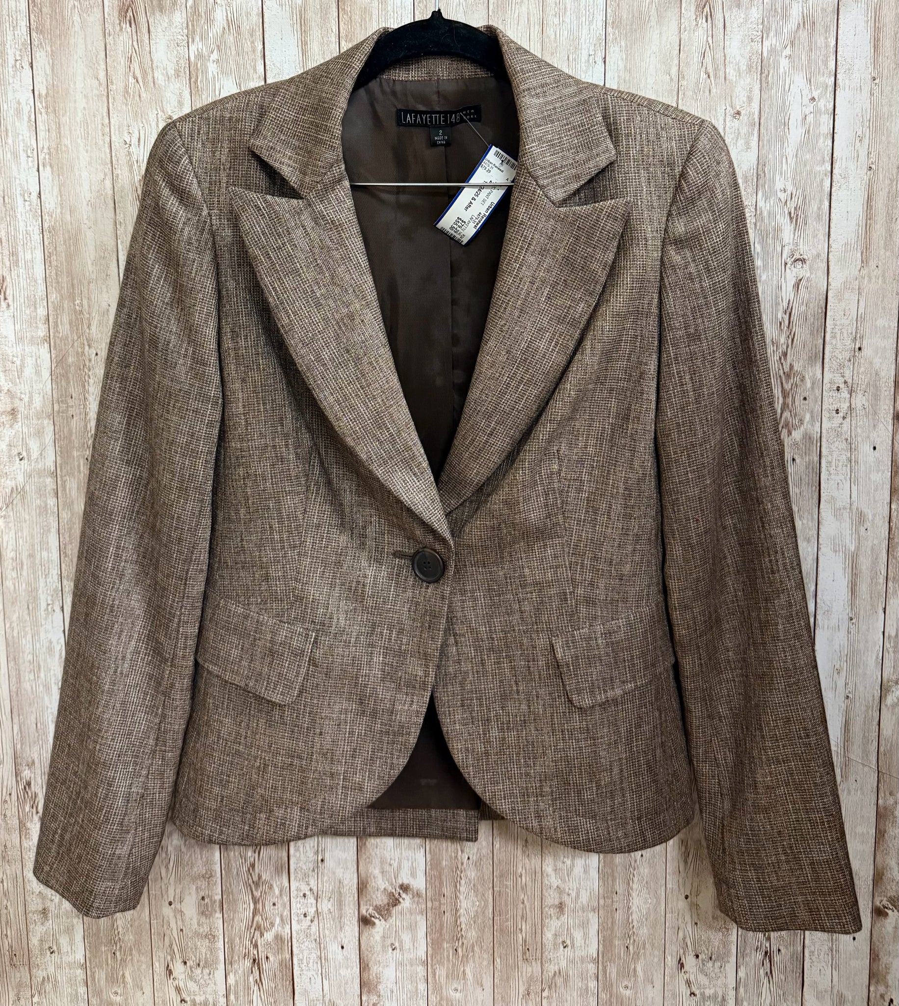 Size 2 LAFAYETTE 148 BROWN TWEED 2 PC PANT SET