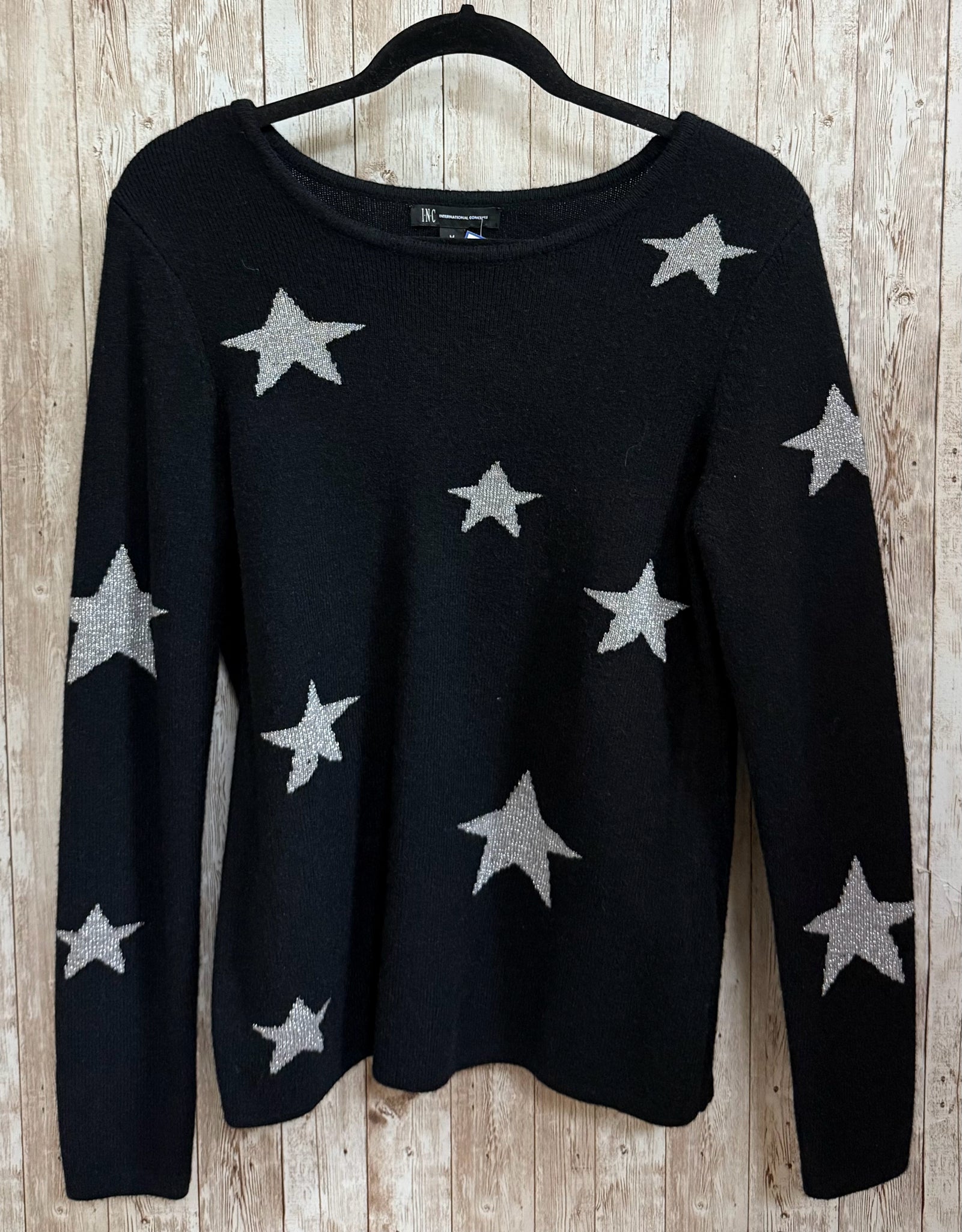 Size M INC Black Print Sweater
