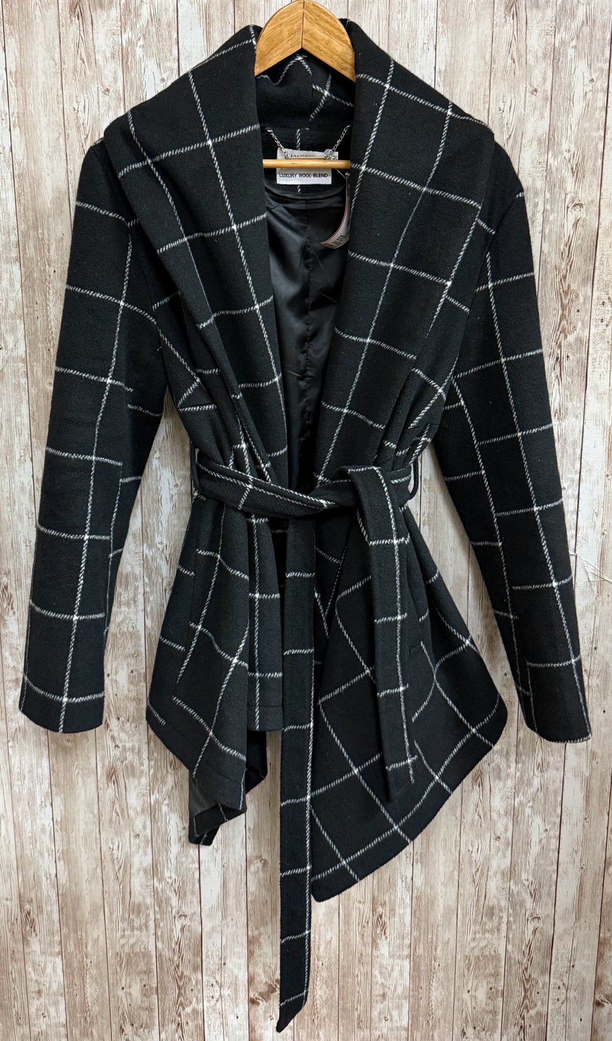 CHICWISH BLACK PLAID Coat
