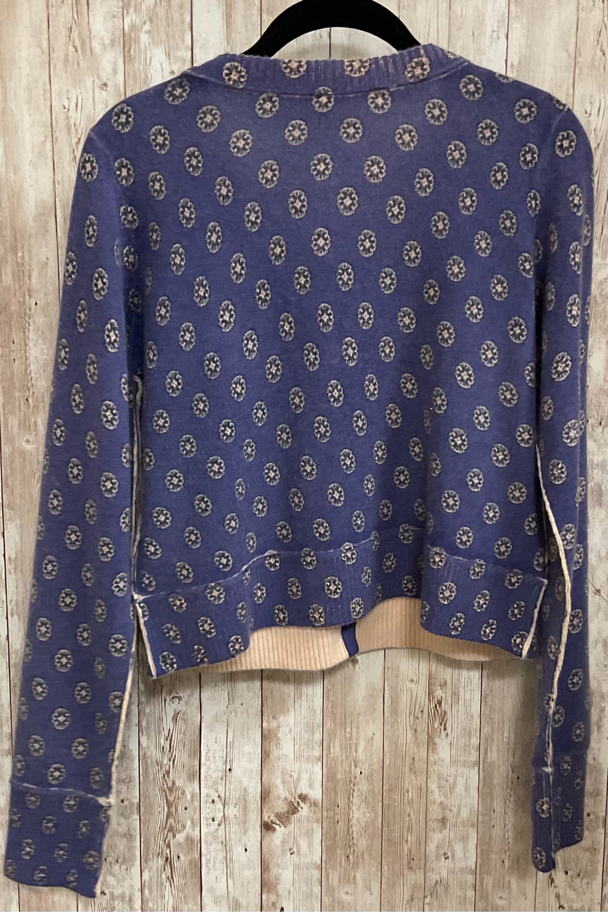 Size S FREE PEOPLE Purple Print Cardigan