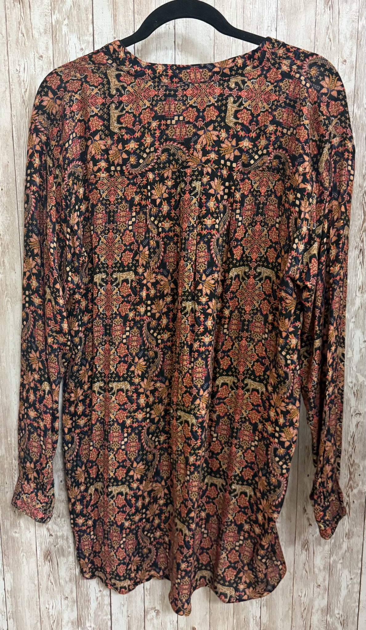 Size S JOHNNY WAS BROWN AND BLACK PRINT Top