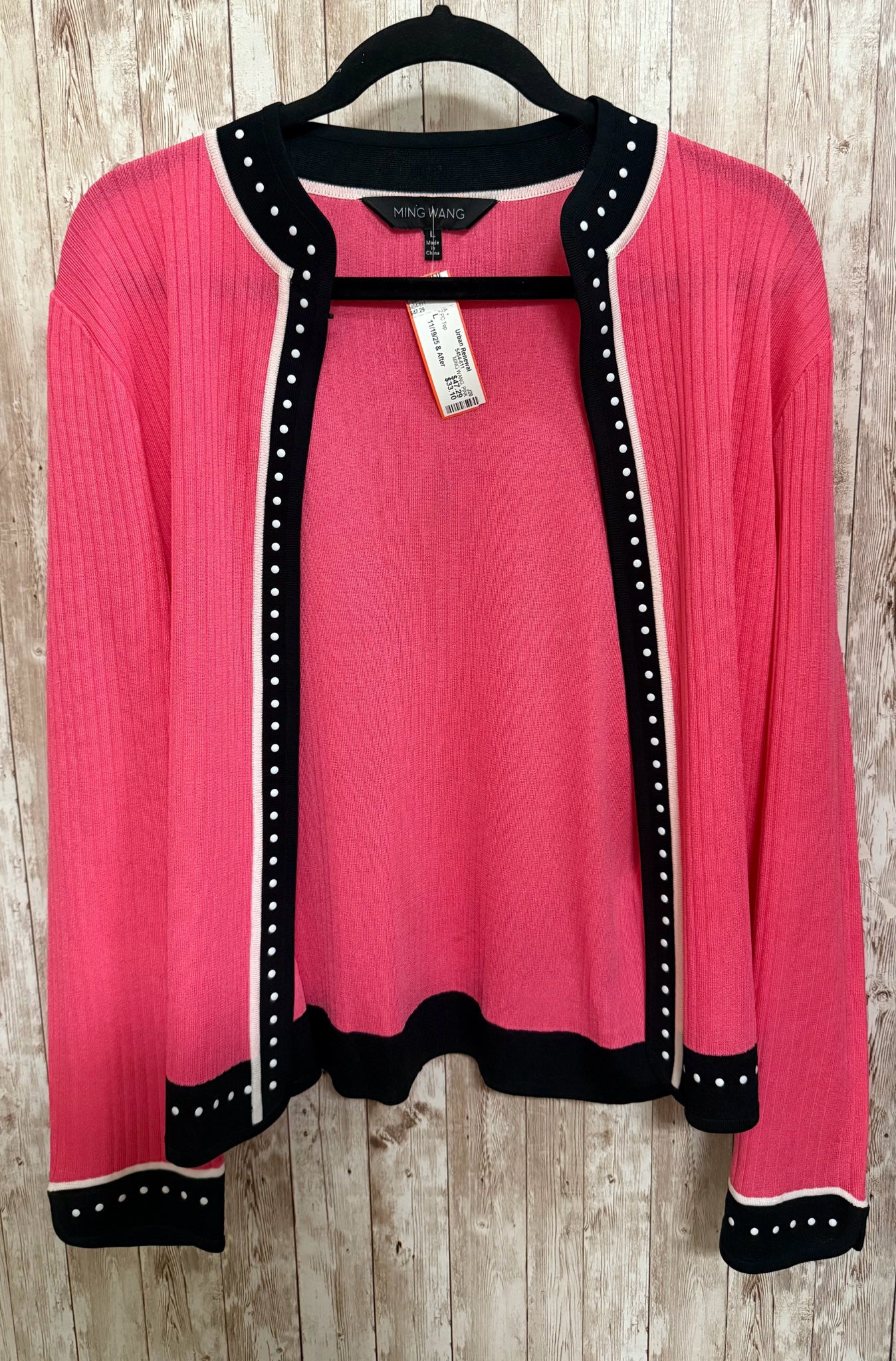 Size L MING WANG PINK AND BLACK 2 PC Top