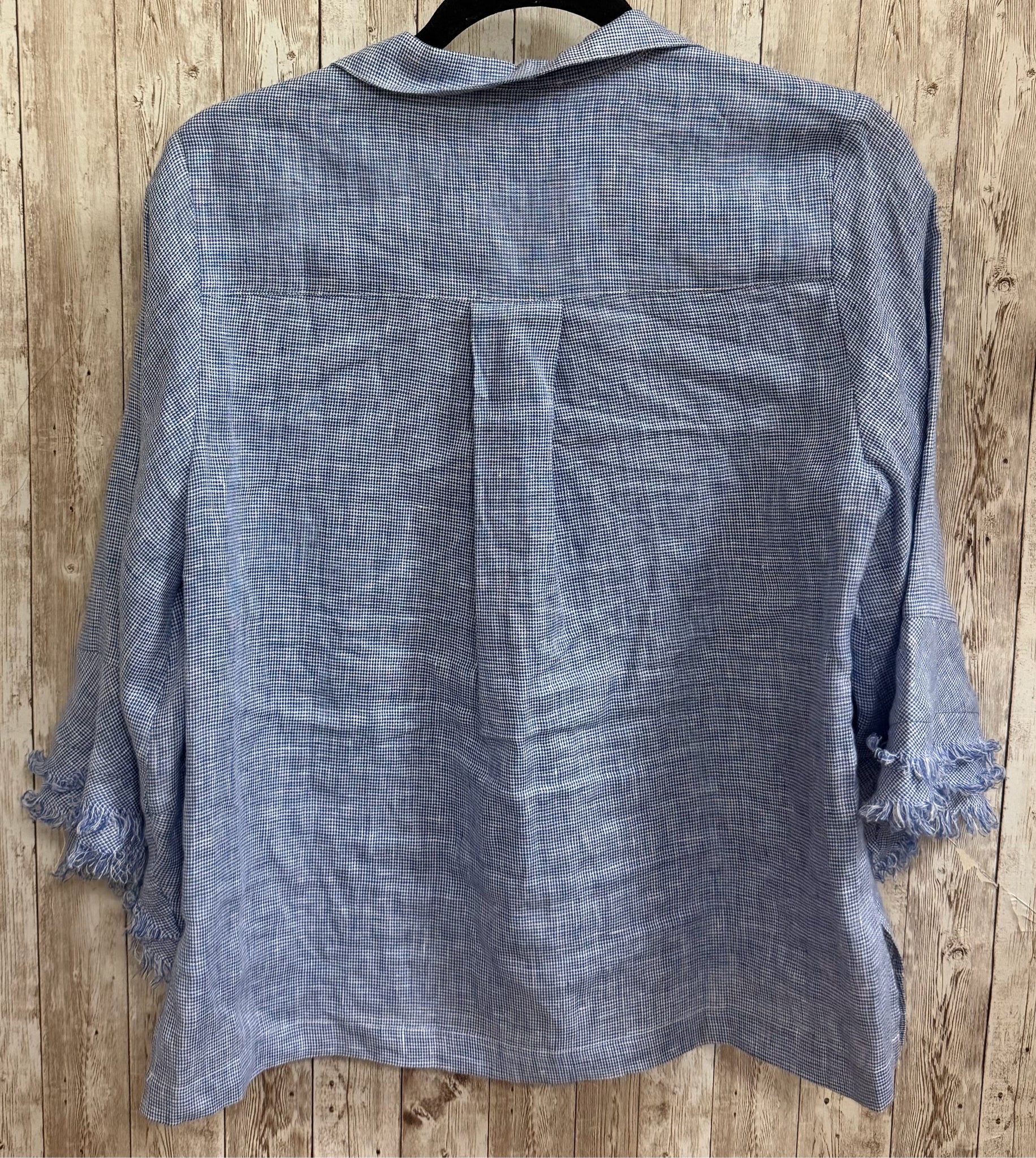 Size S BOHO CHIC BLUE AND WHITE CHECKED Top