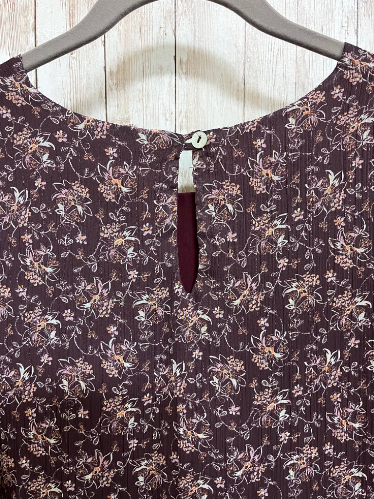 Size M SELF CONTRAST WINE PRINT Dress