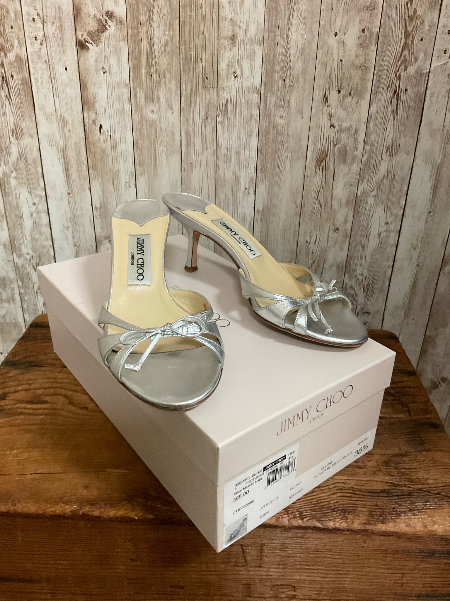 5.5 JIMMY CHOO Silver Sandals