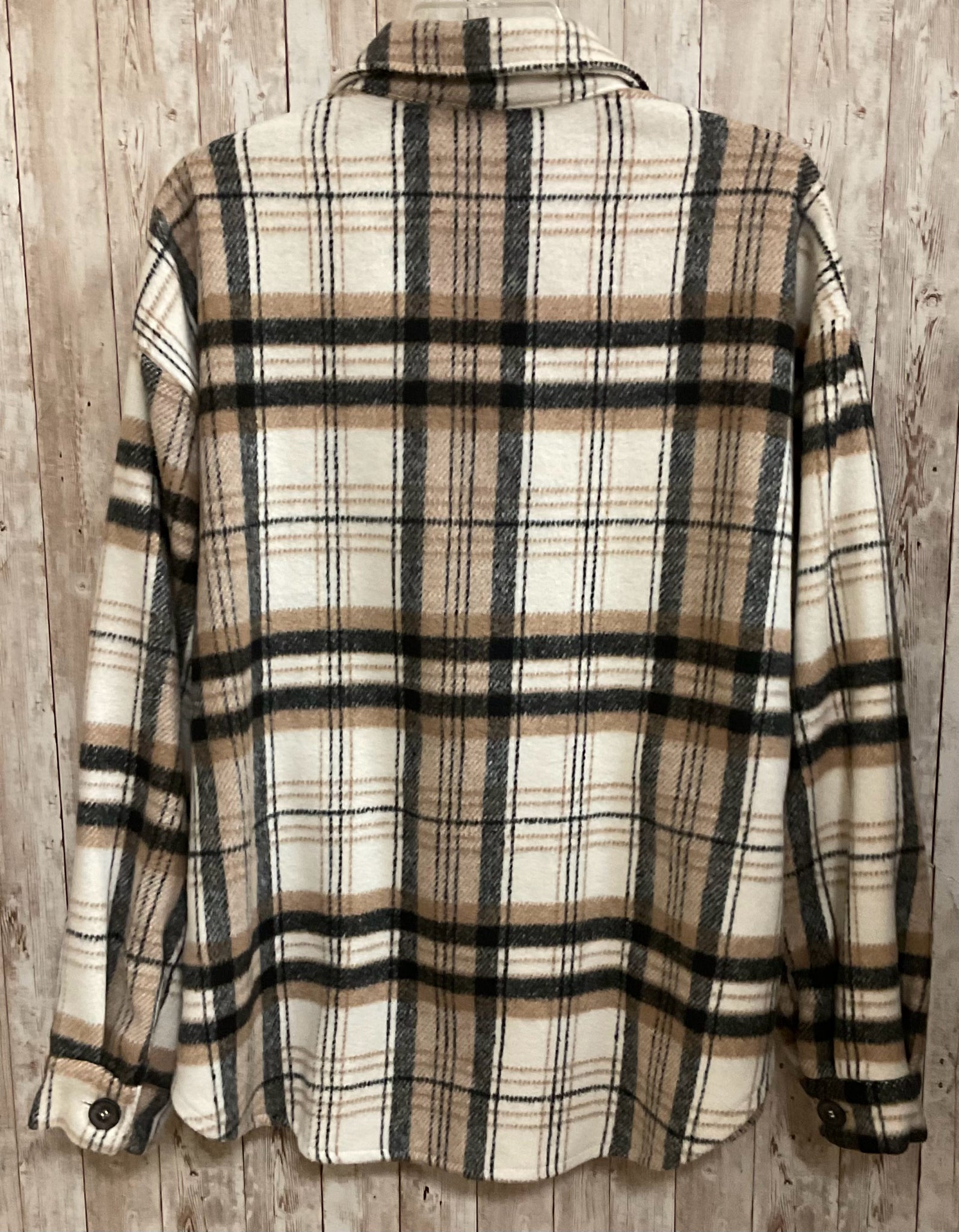 Size L LOVE TREE BEIGE AND BROWN PLAID SHACKET