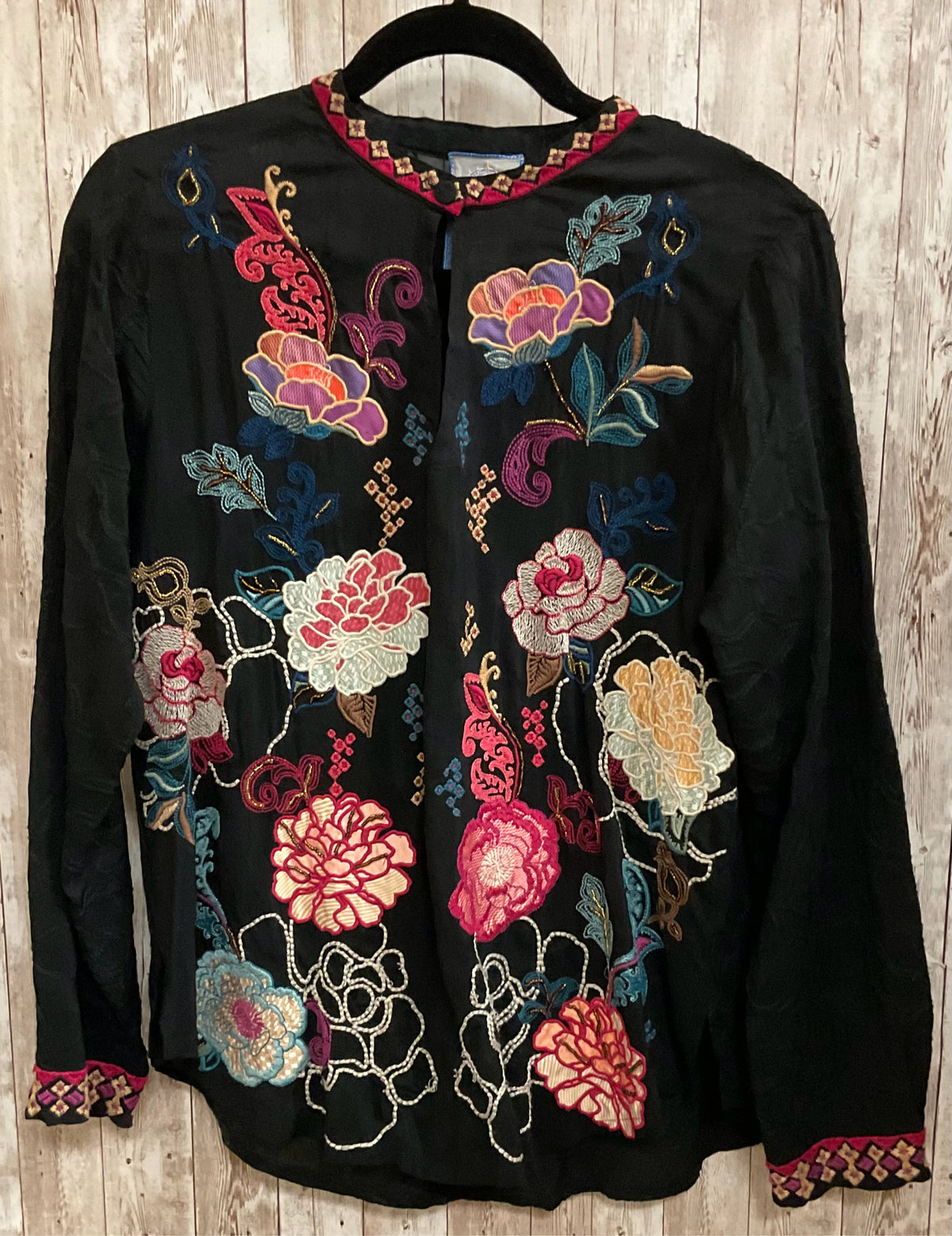 Size S JOHNNY WAS Black Print Top