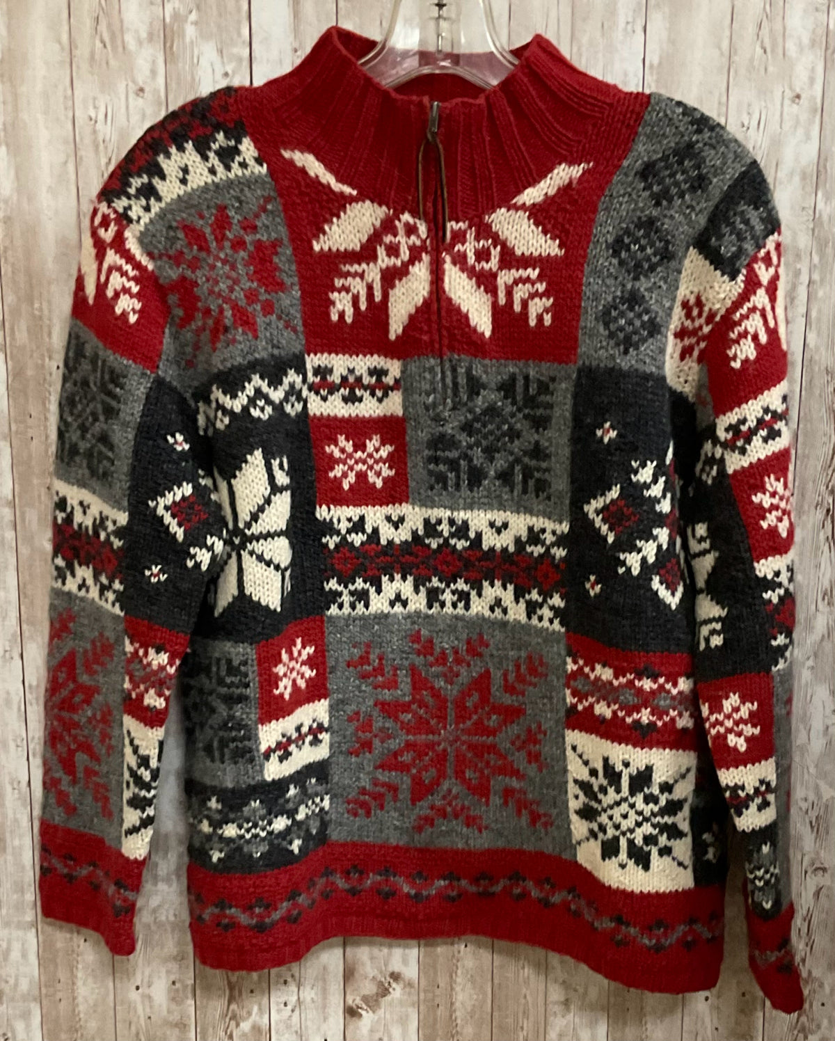 Size M RALPH LAUREN RED AND GREY Sweater