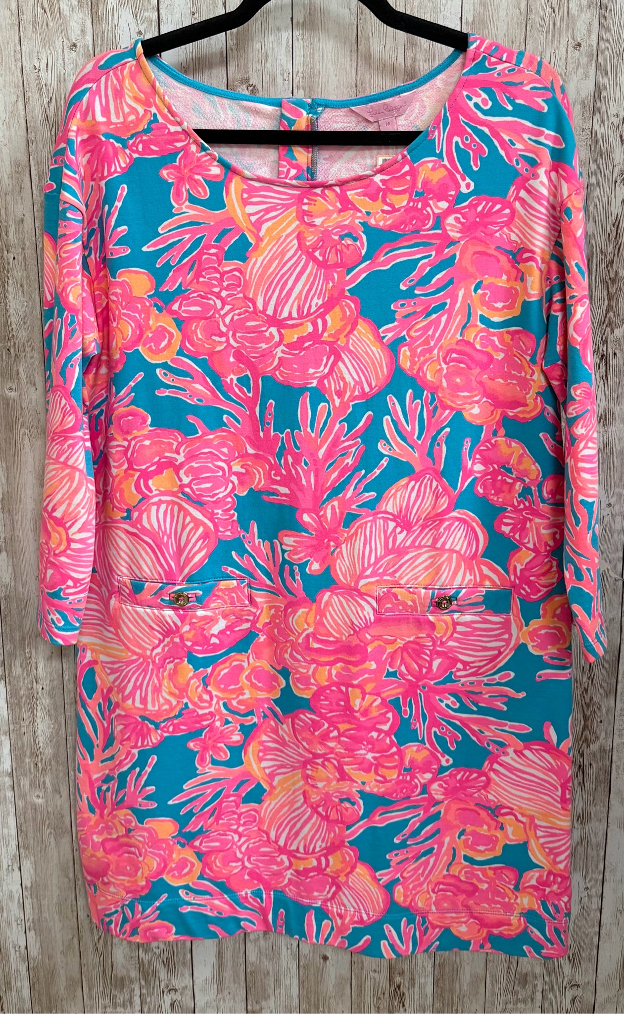 Size M LILLY PULITZER PINK AND TURQUOISE PRINT Dress