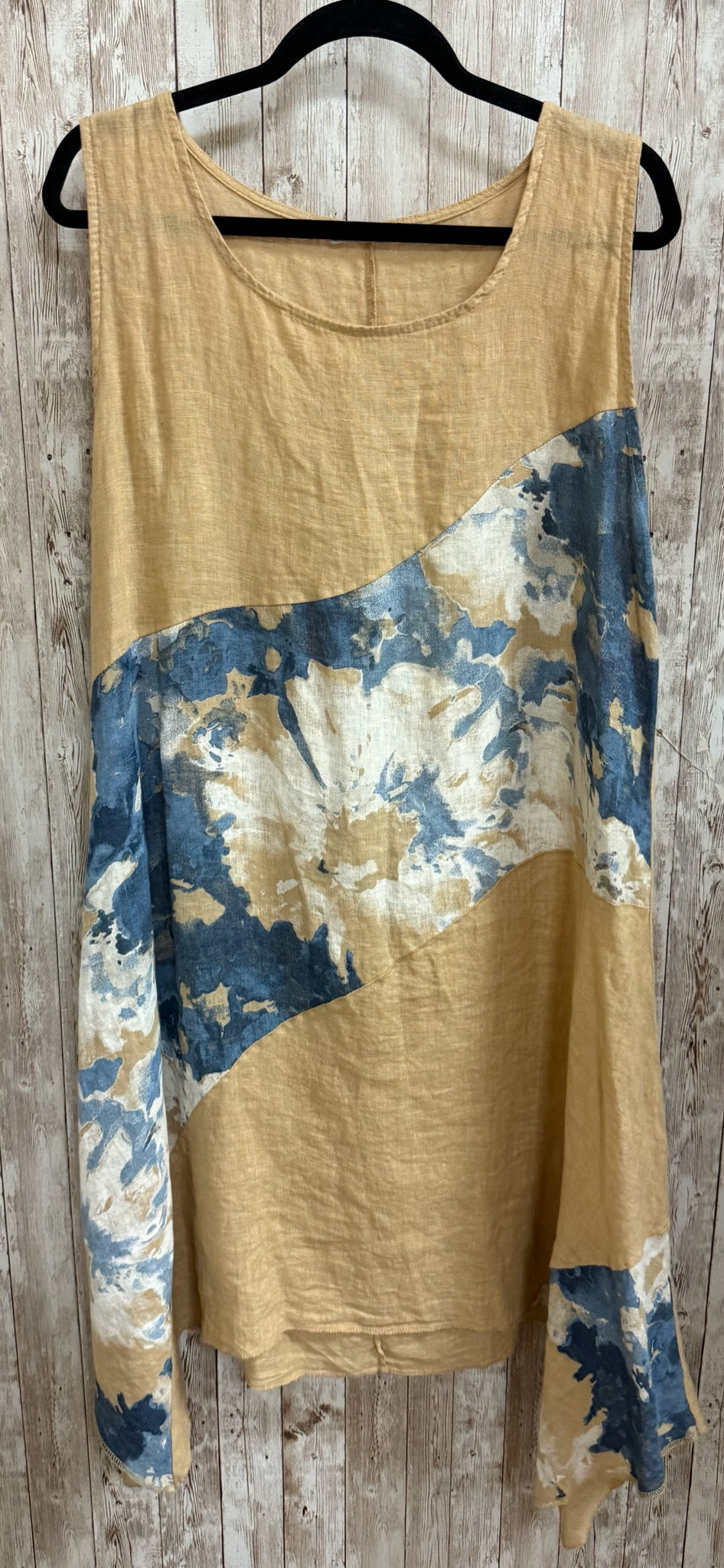 Size One Size MADE IN ITALY MUSTARD AND BLUE PRINT Dress