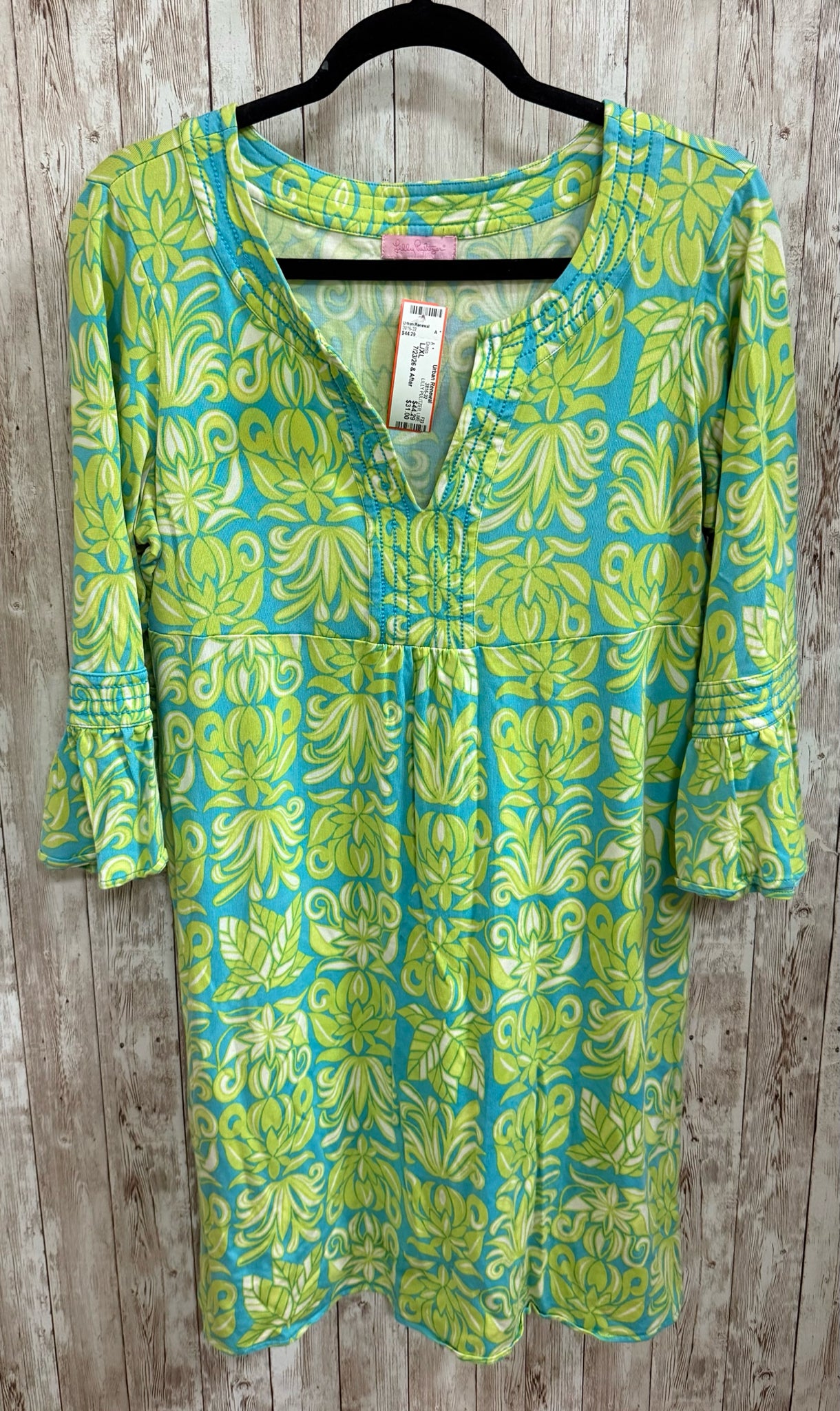 Size L/XL LILLY PULITZER LIME AND BLUE PRINT Dress