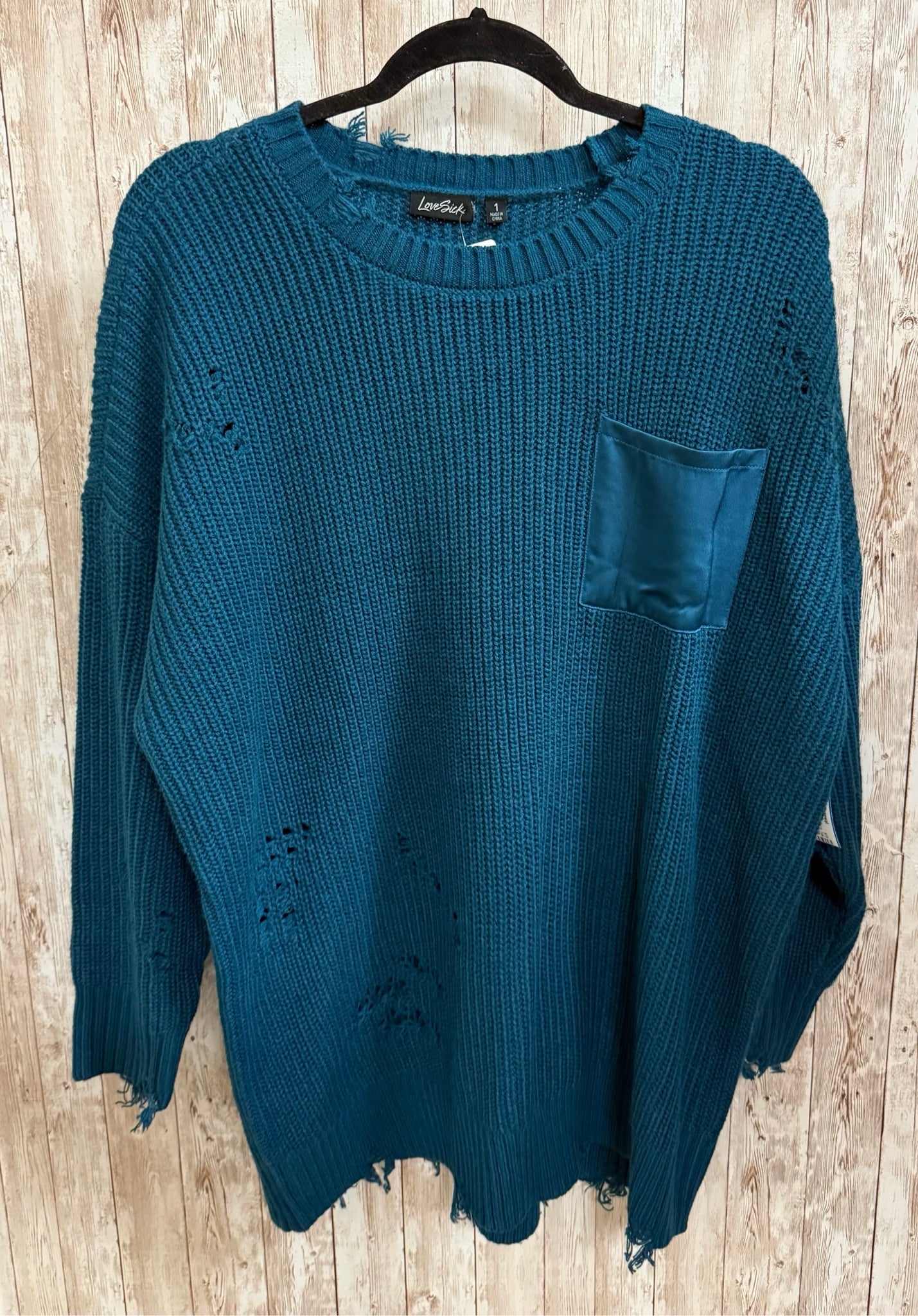 Size 1X LOVE SICK Teal Sweater