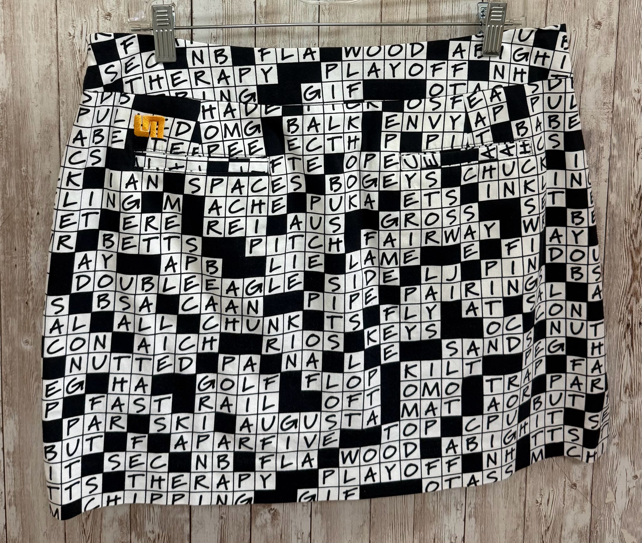 Size 8 LOUDMOUTH WHITE AND BLACK PRINT skort
