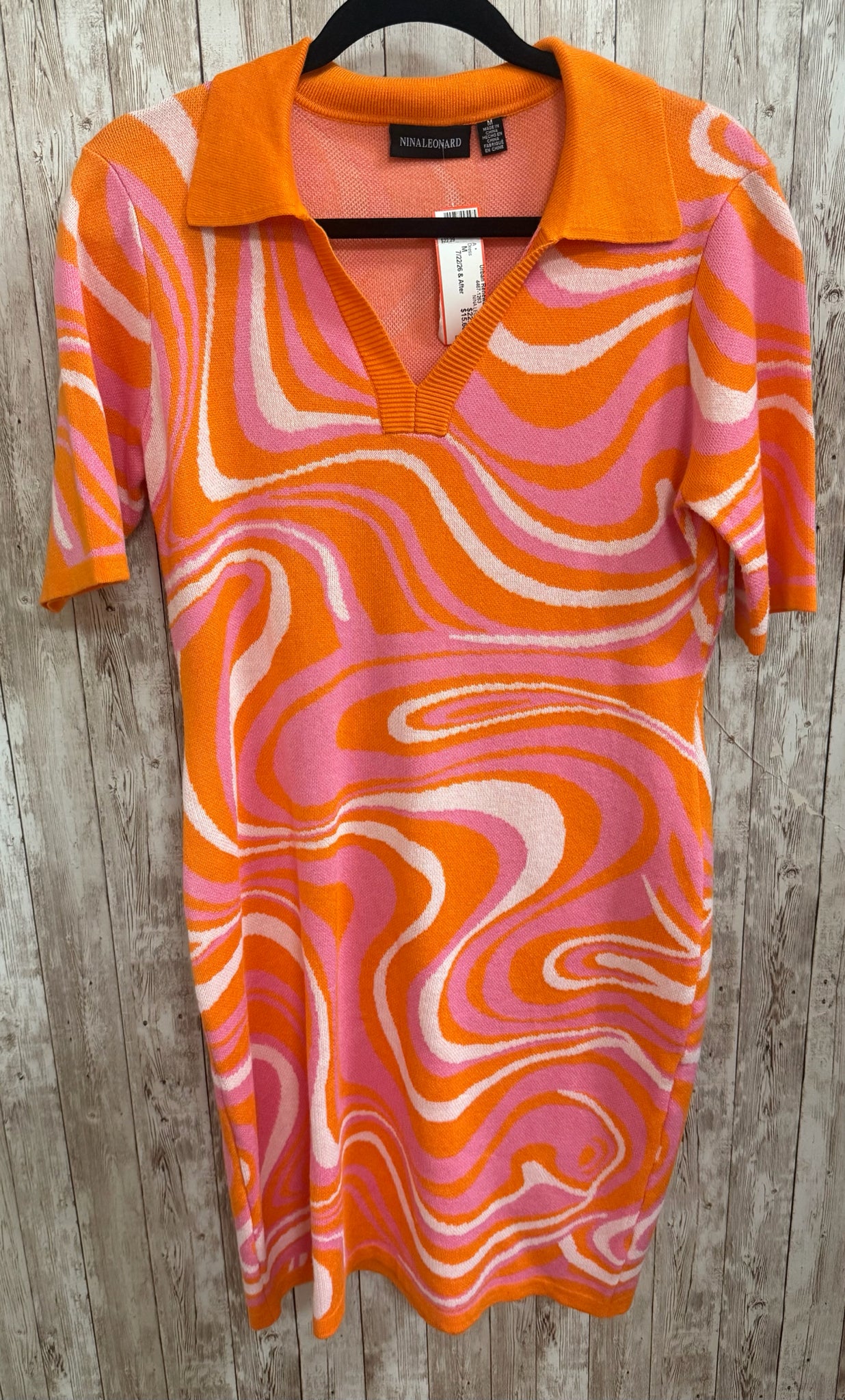 Size M NINA LEONARD ORANGE AND PINK Dress