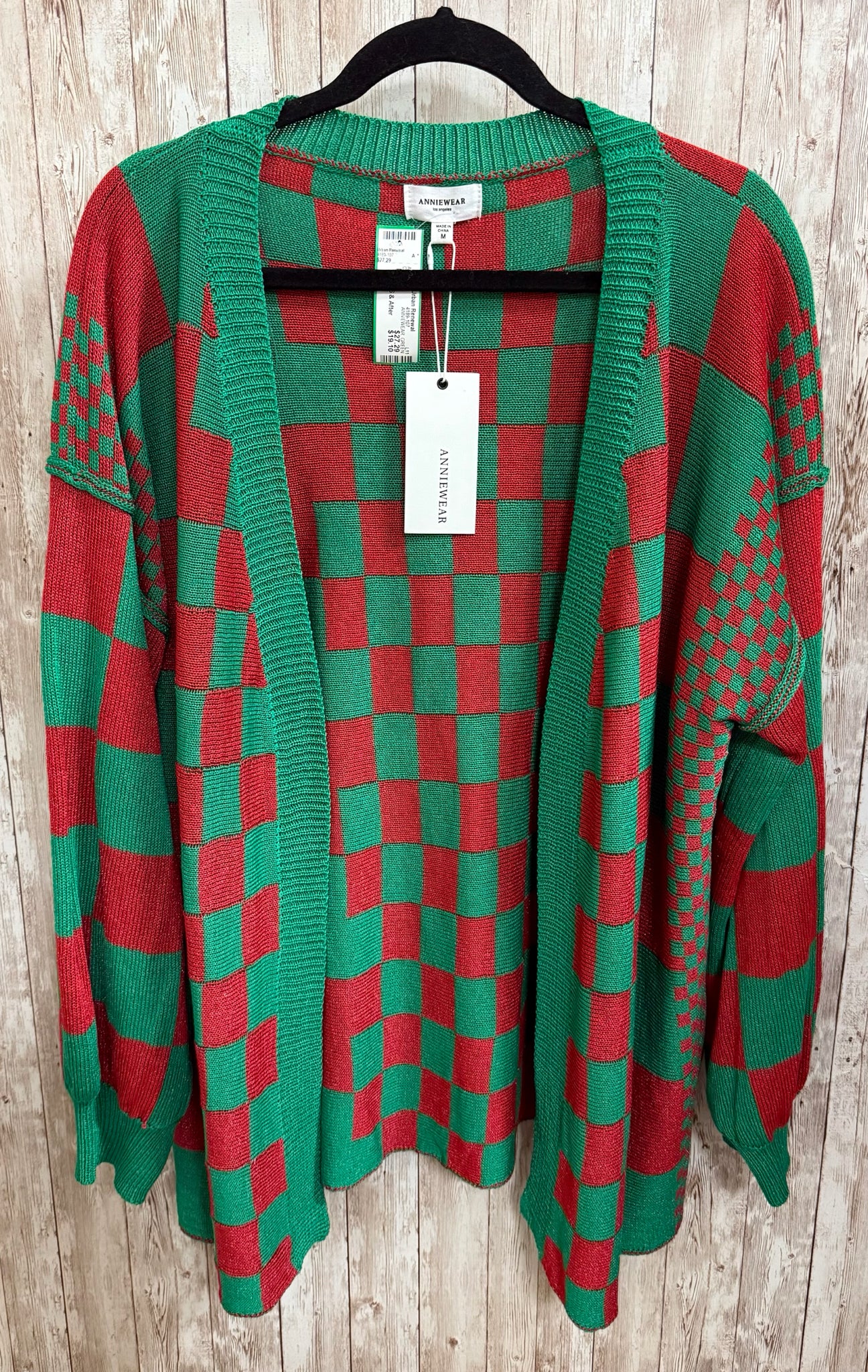 Size M ANNIEWEAR GREEN AND RED Cardigan