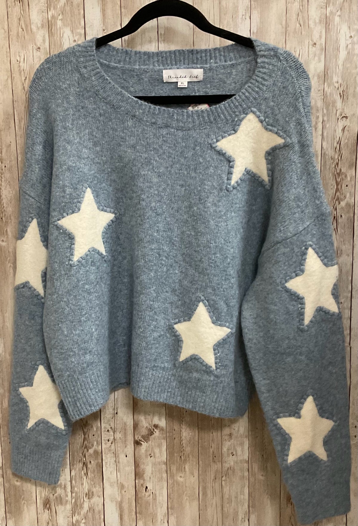 Size XL THREADED LEAF Light Blue Sweater